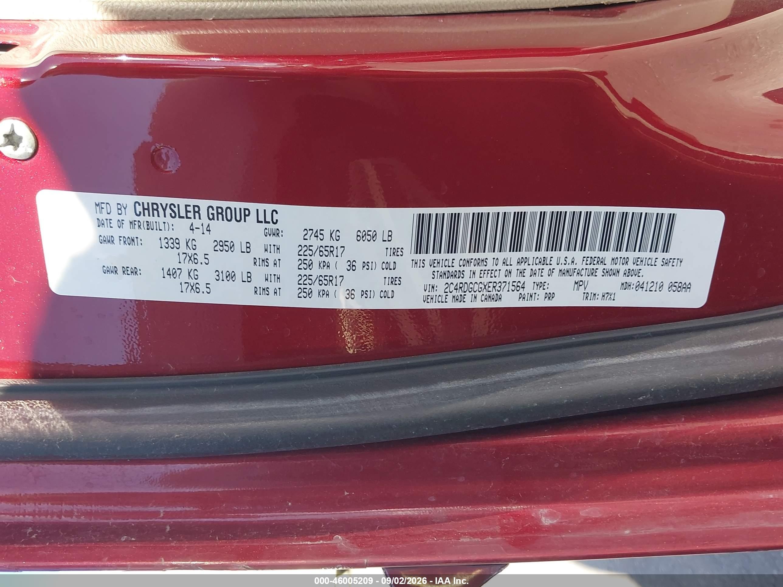 2014 Dodge Grand Caravan Sxt Red vin: 2C4RDGCGXER371564