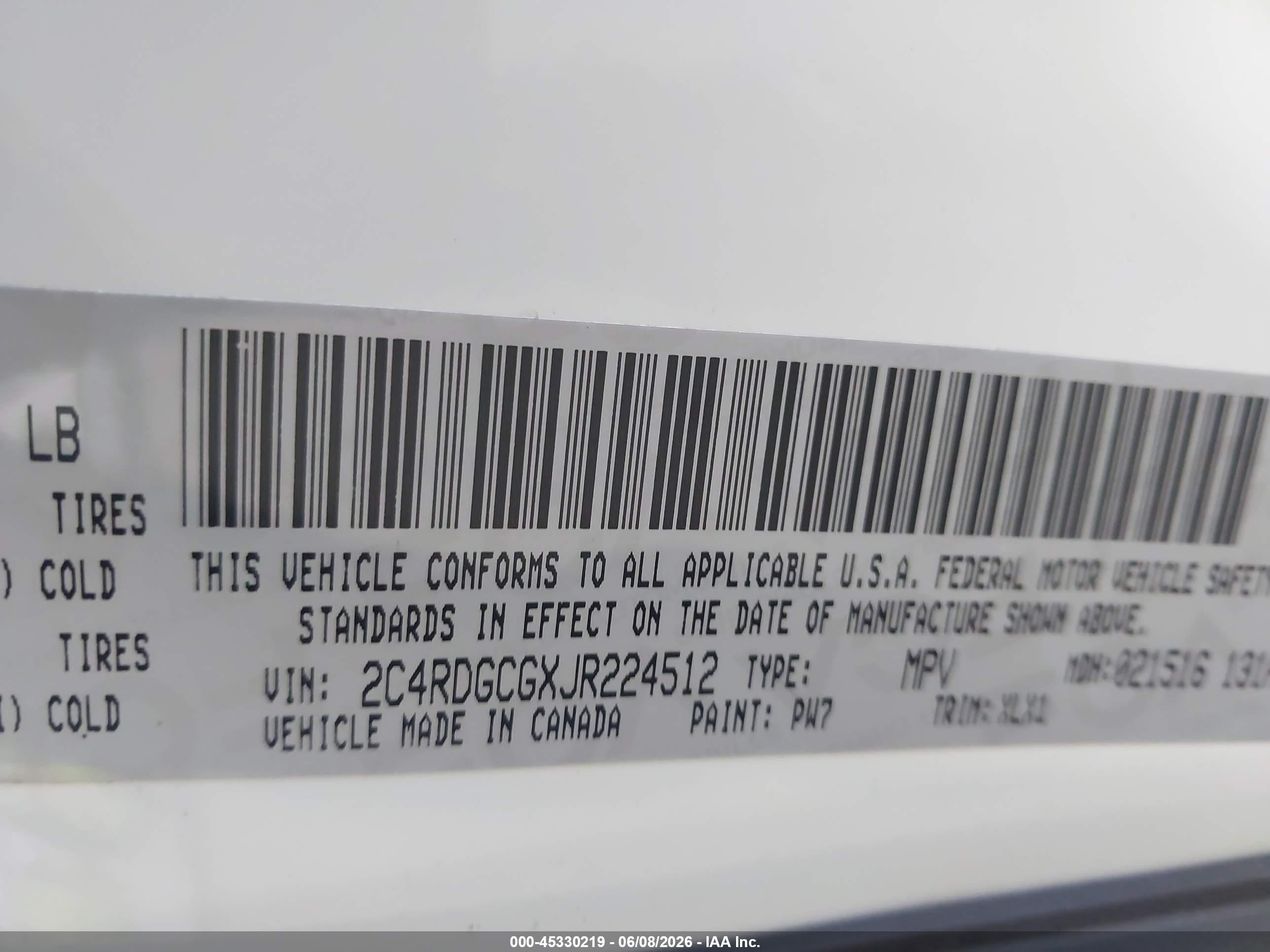 2018 Dodge Grand Caravan Sxt White vin: 2C4RDGCGXJR224512