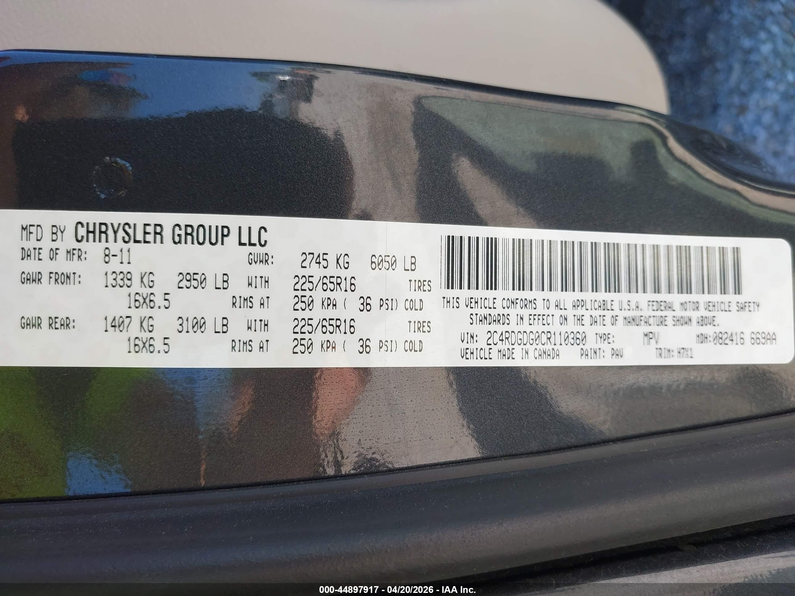 2012 Dodge Grand Caravan Crew Gray vin: 2C4RDGDG0CR110360