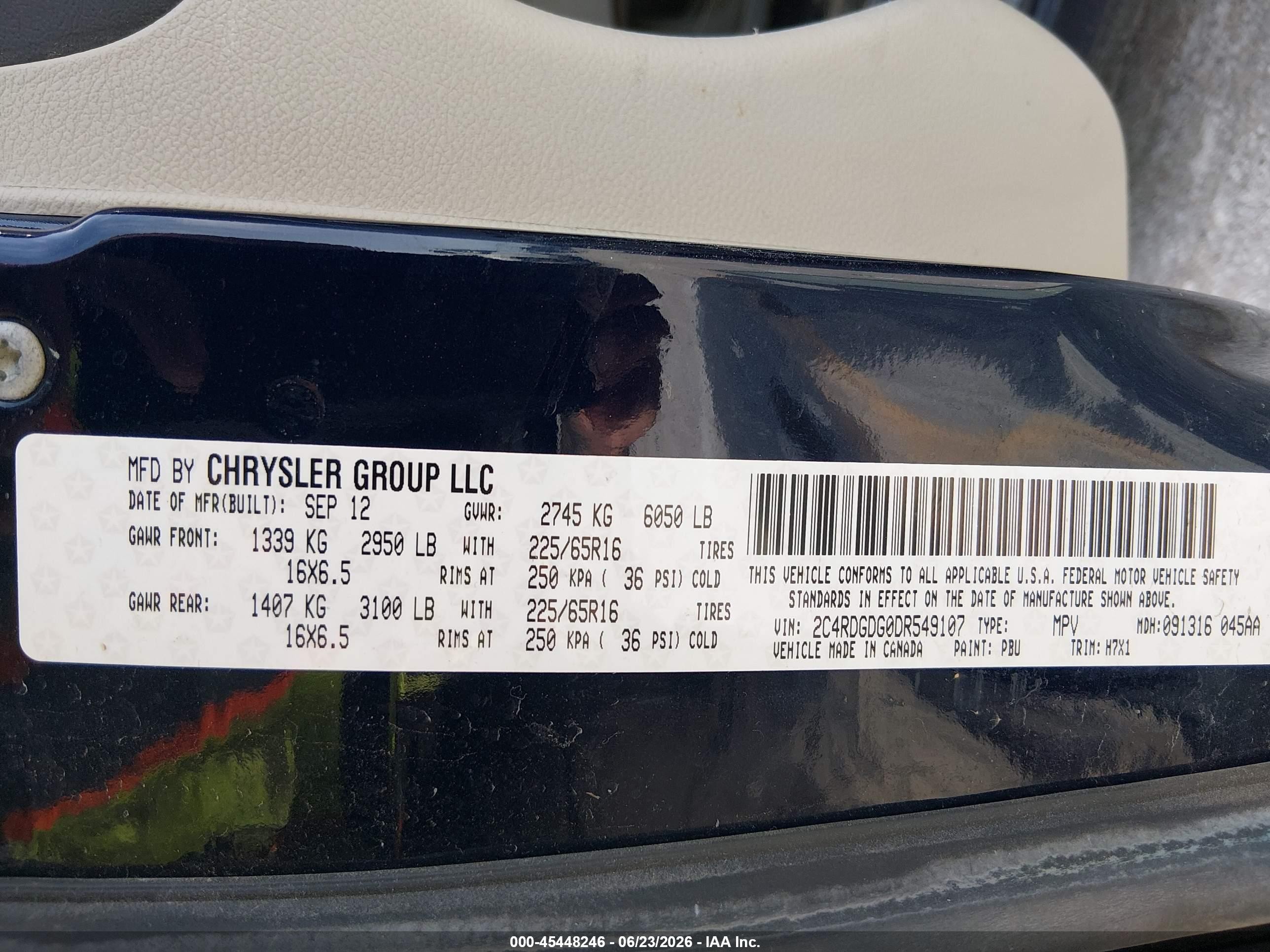 2013 Dodge Grand Caravan Crew Blue vin: 2C4RDGDG0DR549107