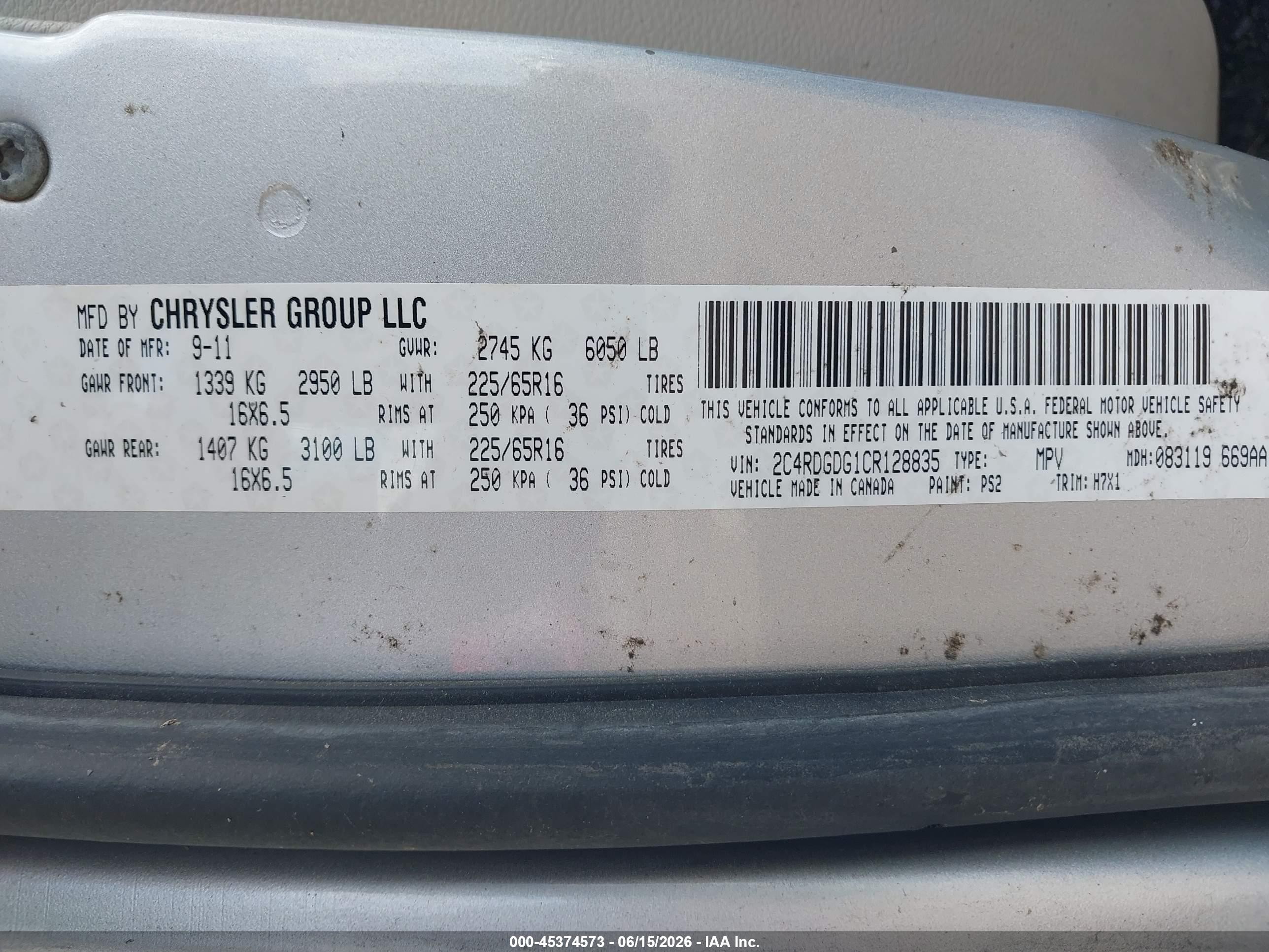 2012 Dodge Grand Caravan Crew Silver vin: 2C4RDGDG1CR128835