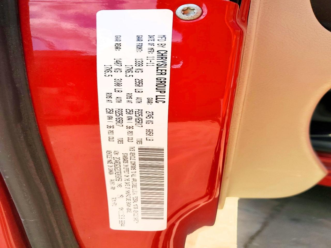 2012 Dodge Grand Caravan Crew Red vin: 2C4RDGDG2CR203056