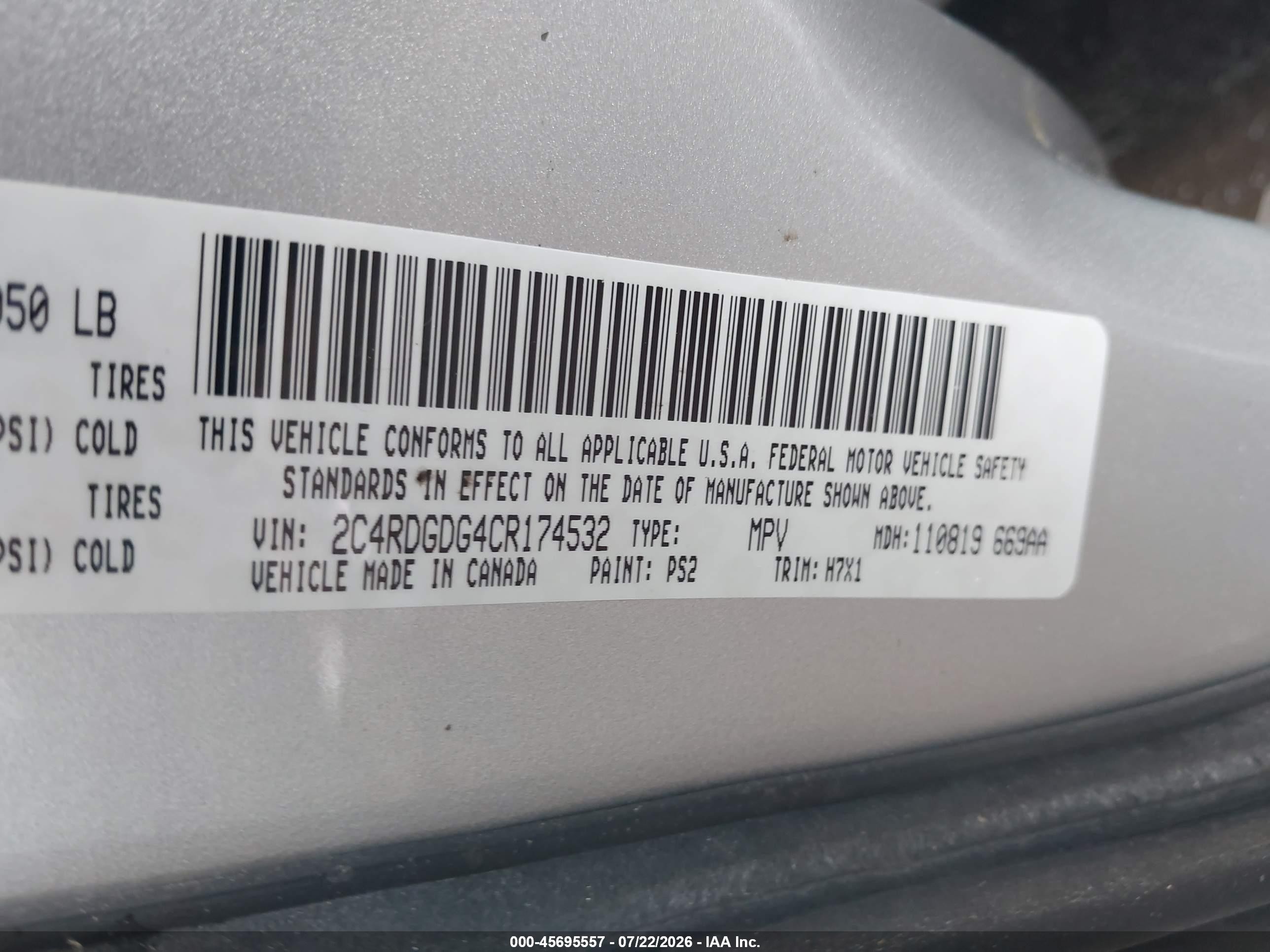 2012 Dodge Grand Caravan Crew Серебряный vin: 2C4RDGDG4CR174532