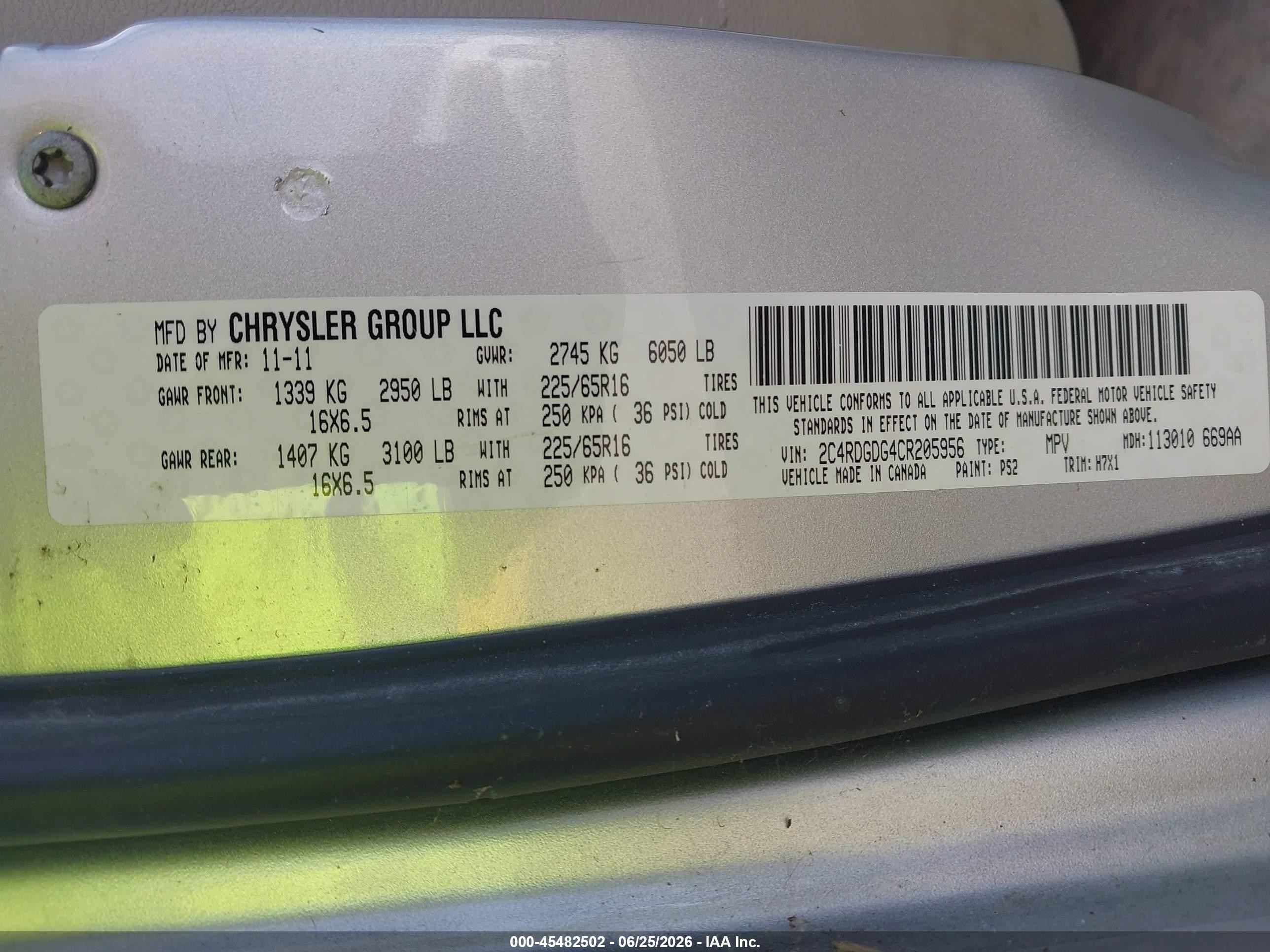 2012 Dodge Grand Caravan Crew Gray vin: 2C4RDGDG4CR205956