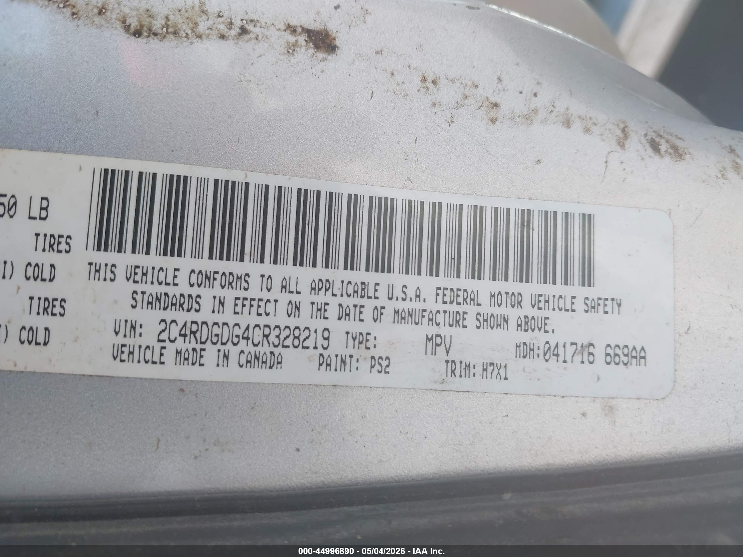 2012 Dodge Grand Caravan Crew Silver vin: 2C4RDGDG4CR328219