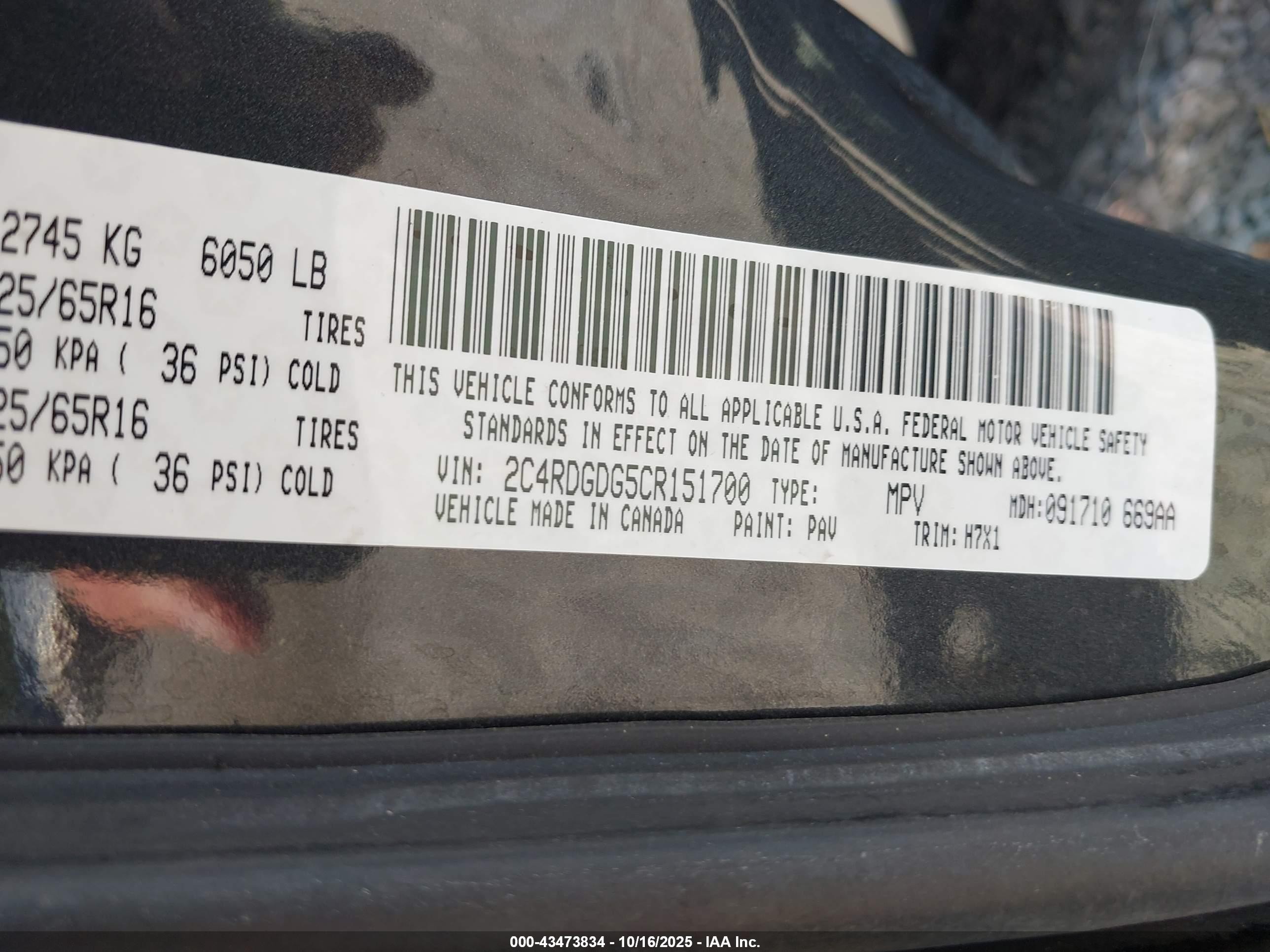 2012 Dodge Grand Caravan Crew Black vin: 2C4RDGDG5CR151700