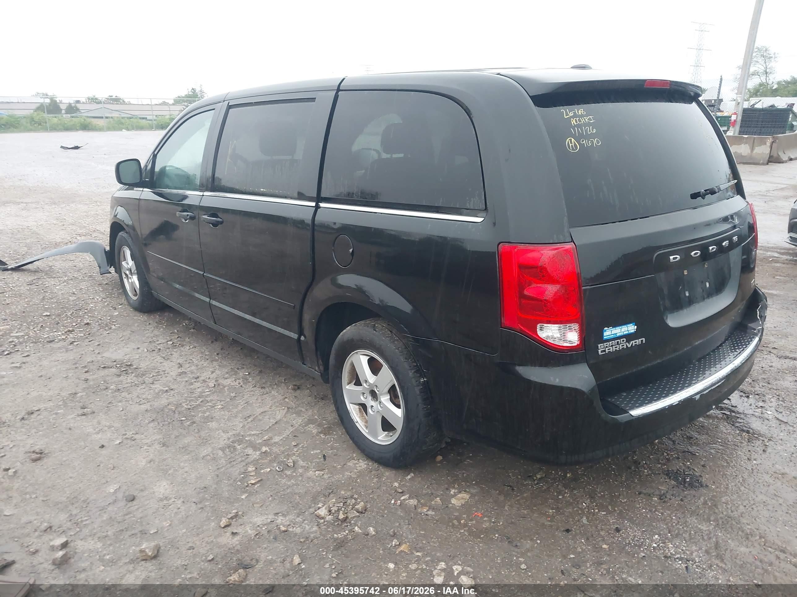 2012 Dodge Grand Caravan Crew Black vin: 2C4RDGDG6CR112131