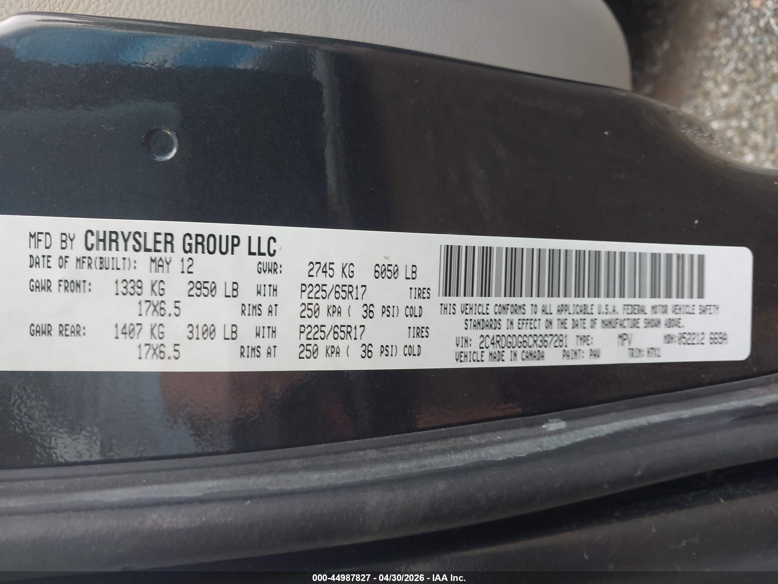 2012 Dodge Grand Caravan Crew Gray vin: 2C4RDGDG6CR367281