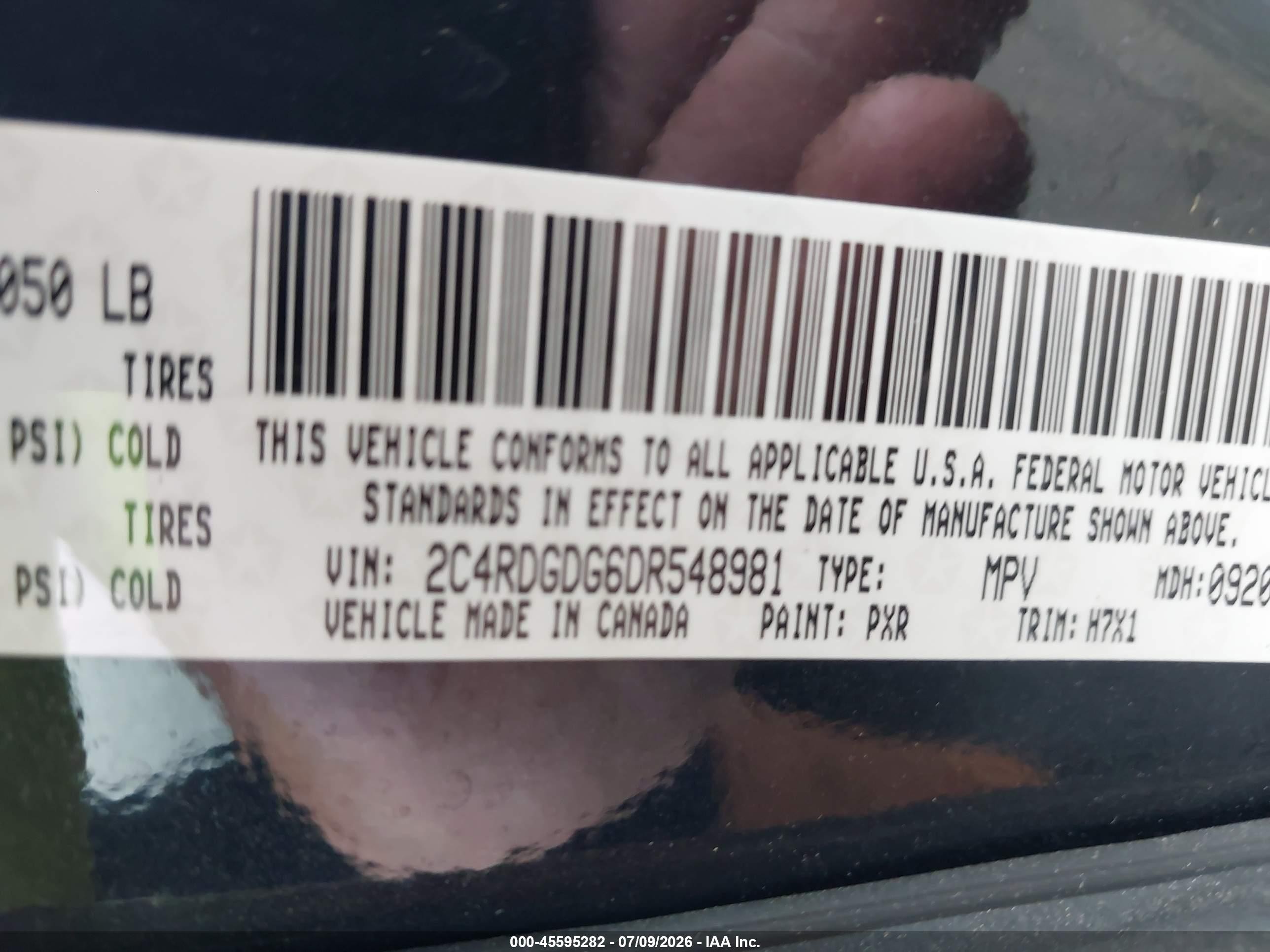 2013 Dodge Grand Caravan Crew Black vin: 2C4RDGDG6DR548981
