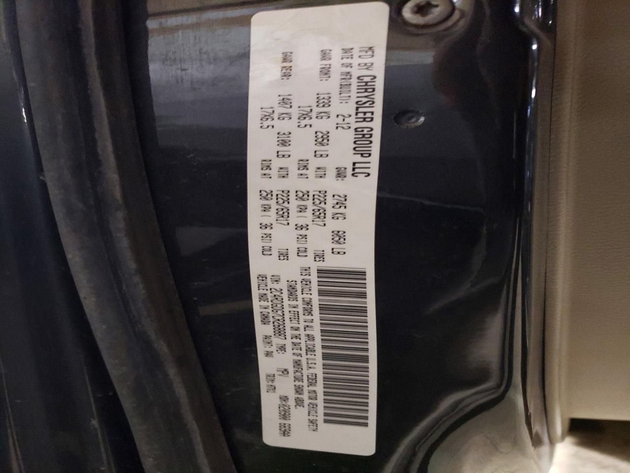 2012 Dodge Grand Caravan Crew Charcoal vin: 2C4RDGDG7CR268887