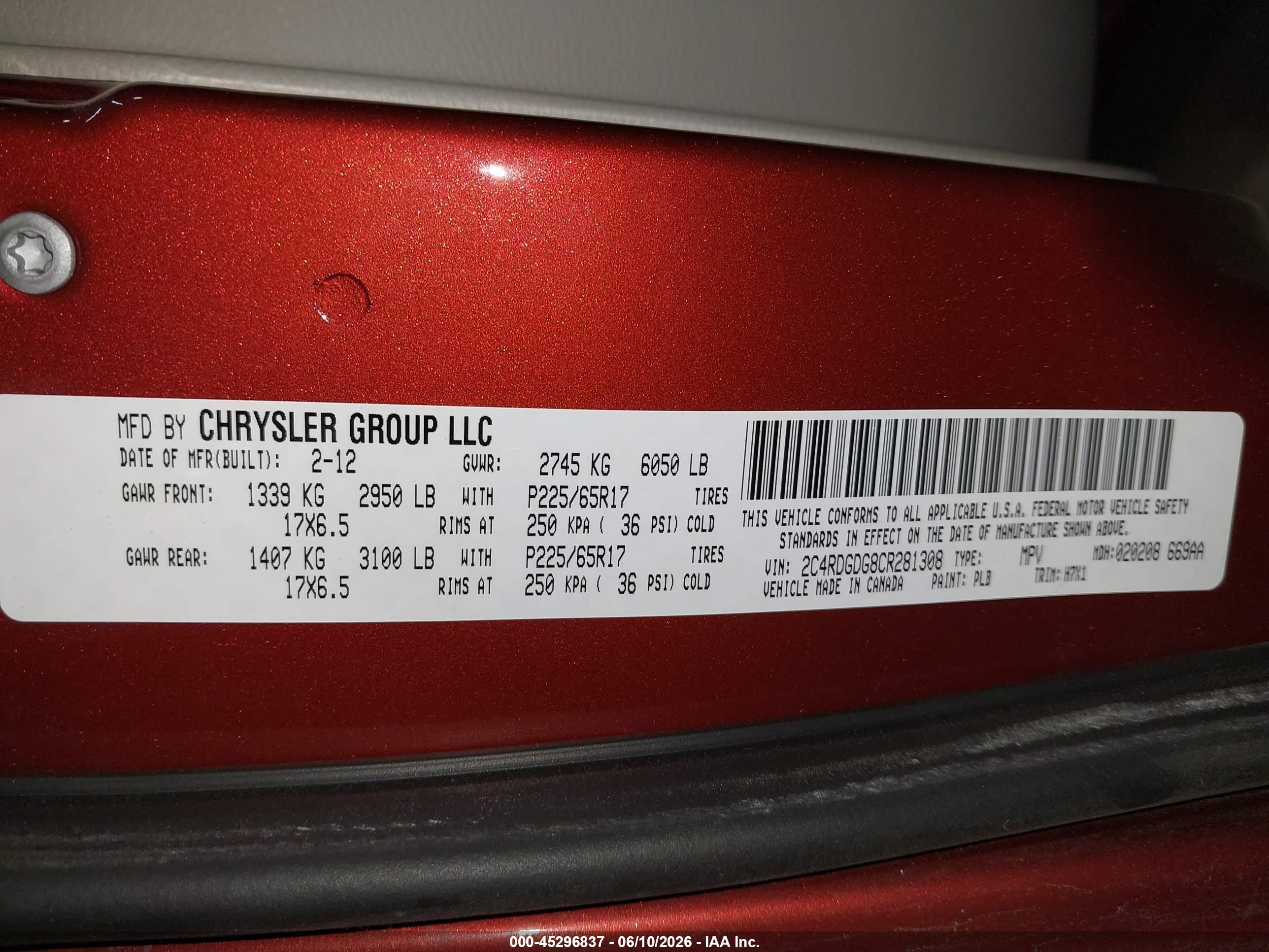 2012 Dodge Grand Caravan Crew Orange vin: 2C4RDGDG8CR281308