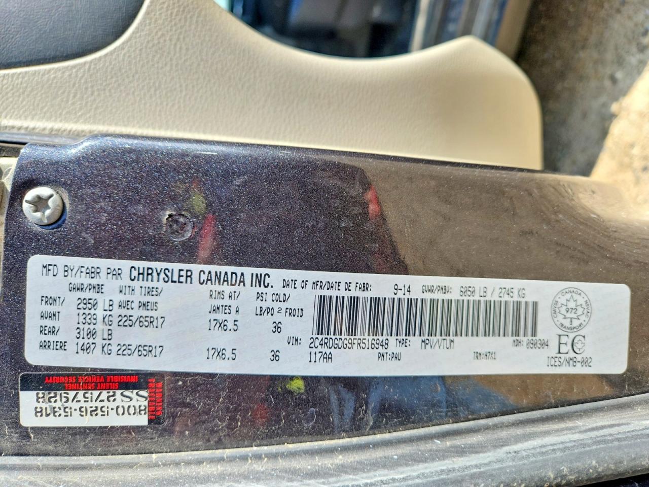 2015 Dodge Grand Caravan Crew Charcoal vin: 2C4RDGDG9FR516948