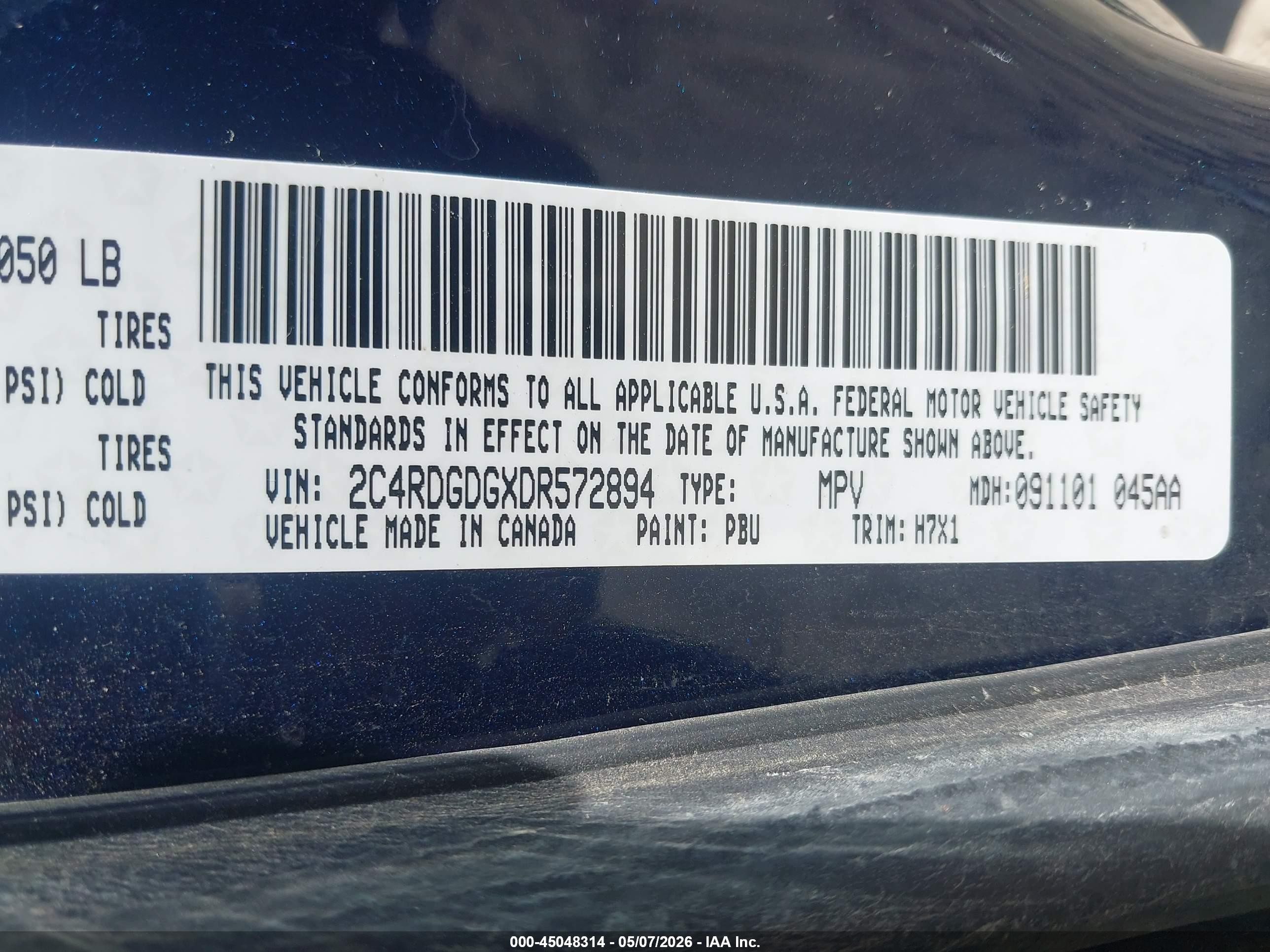 2013 Dodge Grand Caravan Crew Blue vin: 2C4RDGDGXDR572894
