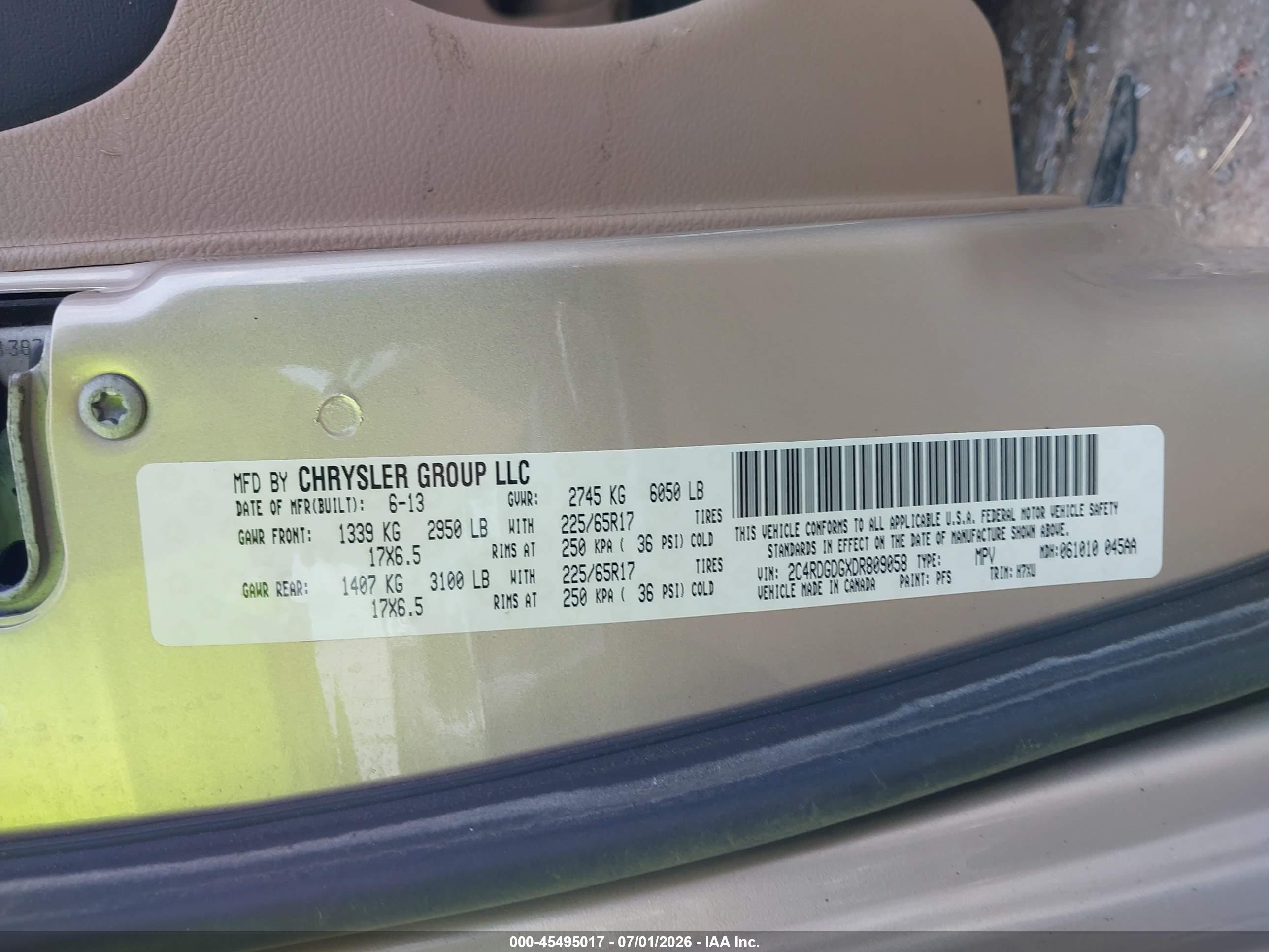 2013 Dodge Grand Caravan Crew Champagne vin: 2C4RDGDGXDR809058