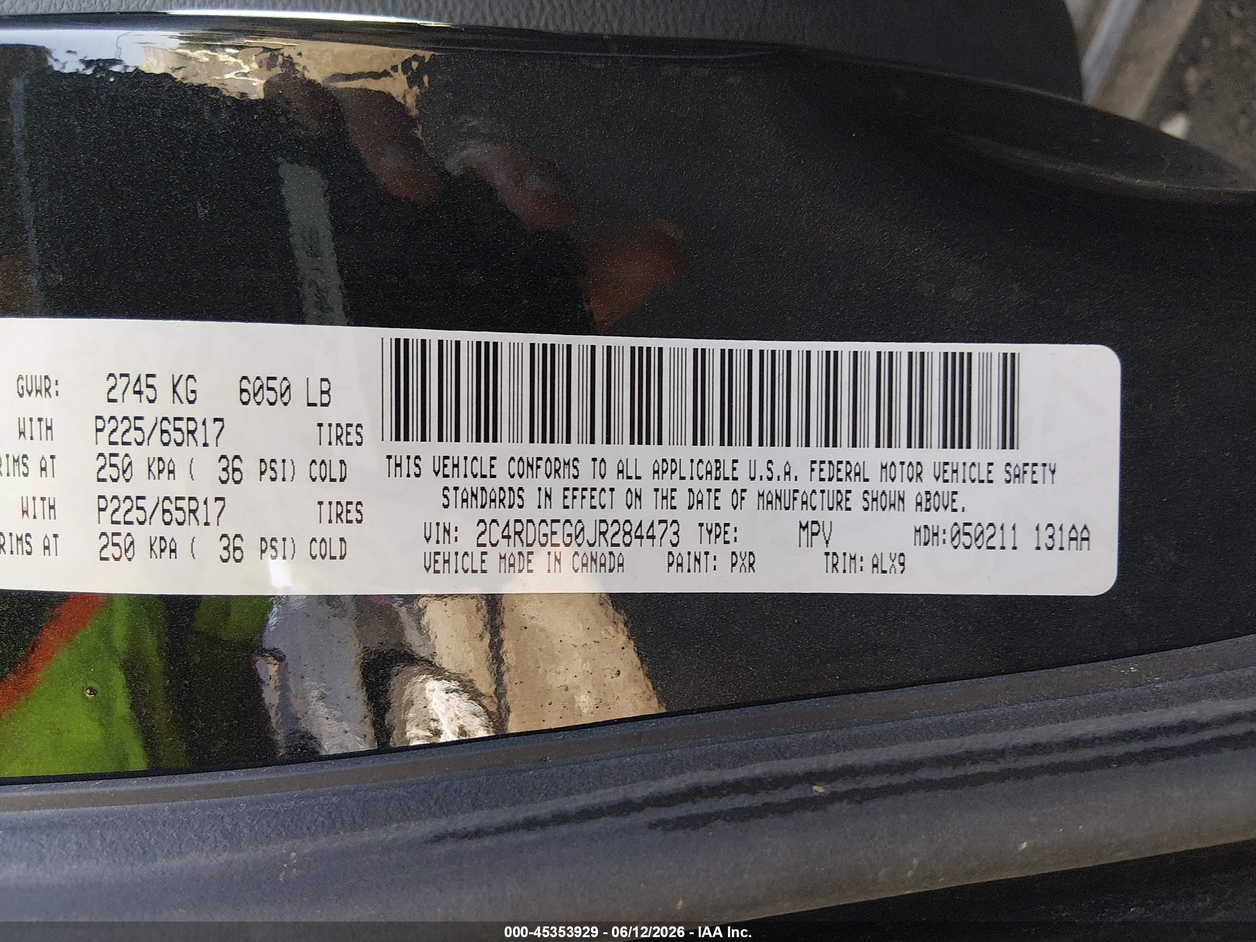 2018 Dodge Grand Caravan Gt Black vin: 2C4RDGEG0JR284473