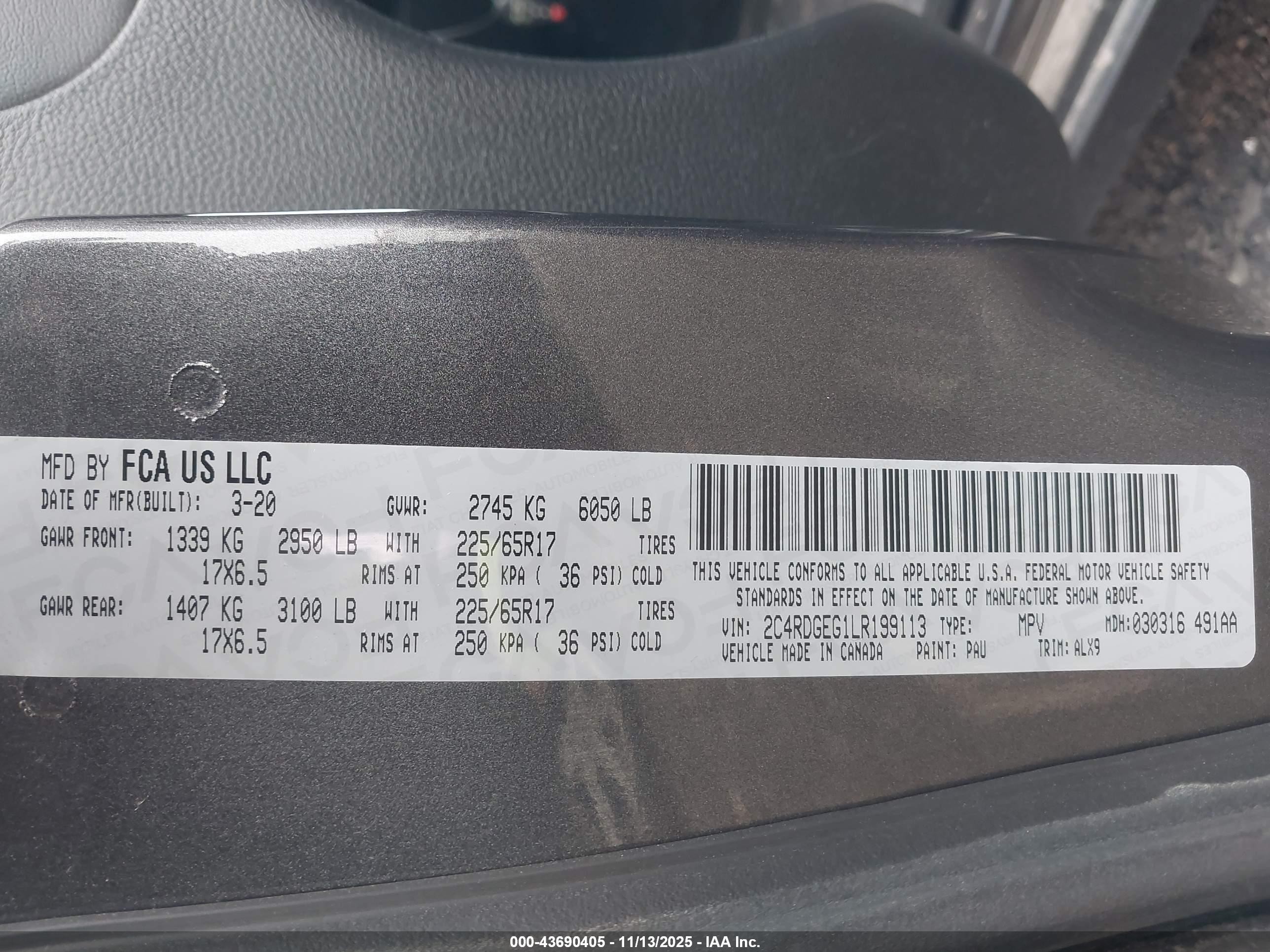 2020 Dodge Grand Caravan Gt Серый vin: 2C4RDGEG1LR199113