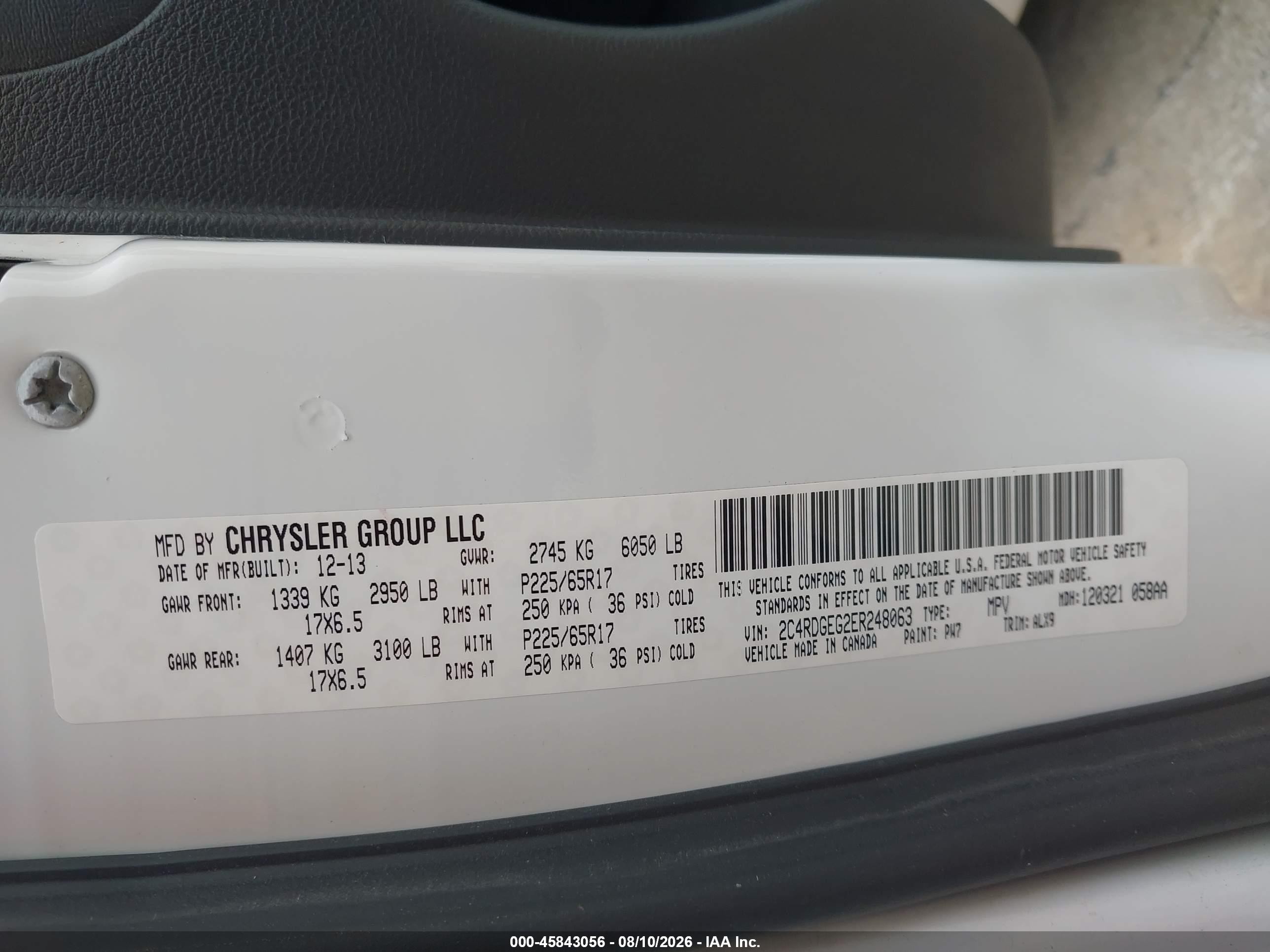 2014 Dodge Grand Caravan R/t Белый vin: 2C4RDGEG2ER248063