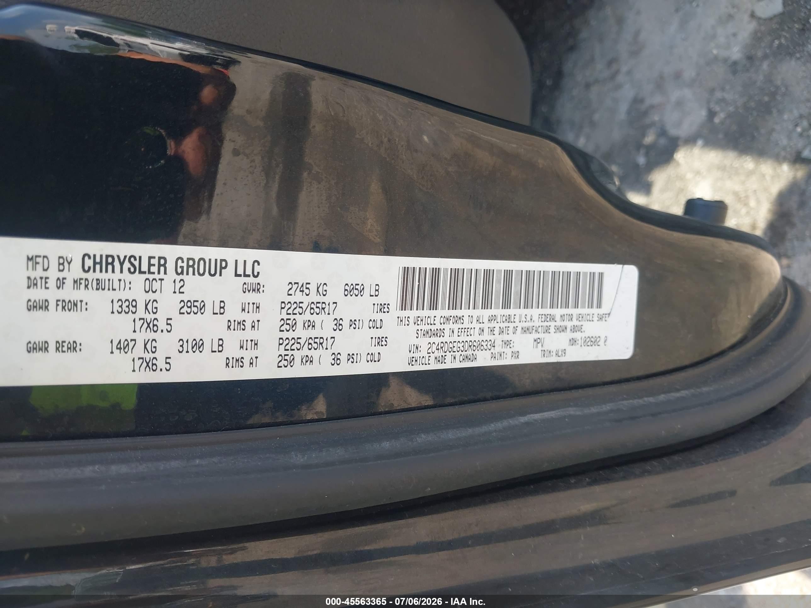 2013 Dodge Grand Caravan R/t Black vin: 2C4RDGEG3DR606334