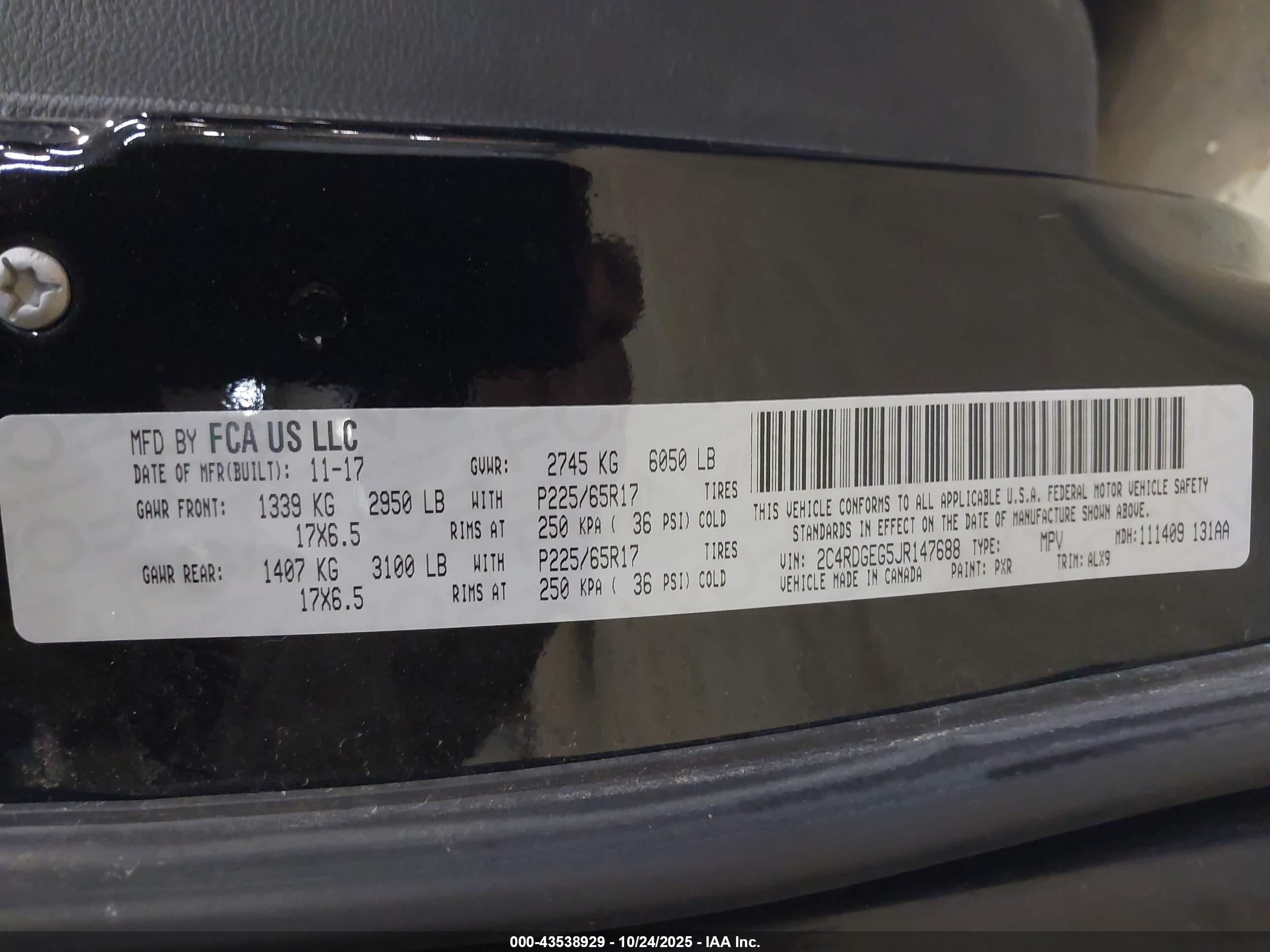 2018 Dodge Grand Caravan Gt Black vin: 2C4RDGEG5JR147688