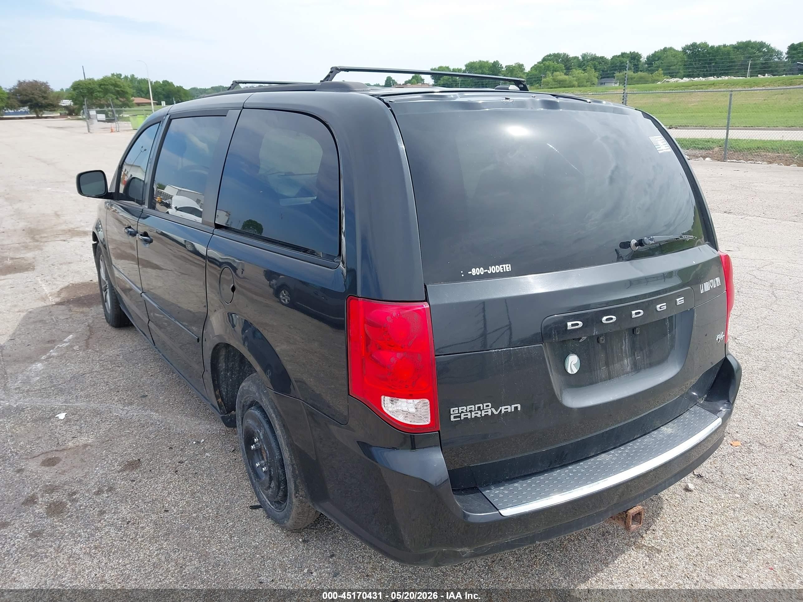 2014 Dodge Grand Caravan R/t Black vin: 2C4RDGEG6ER309558