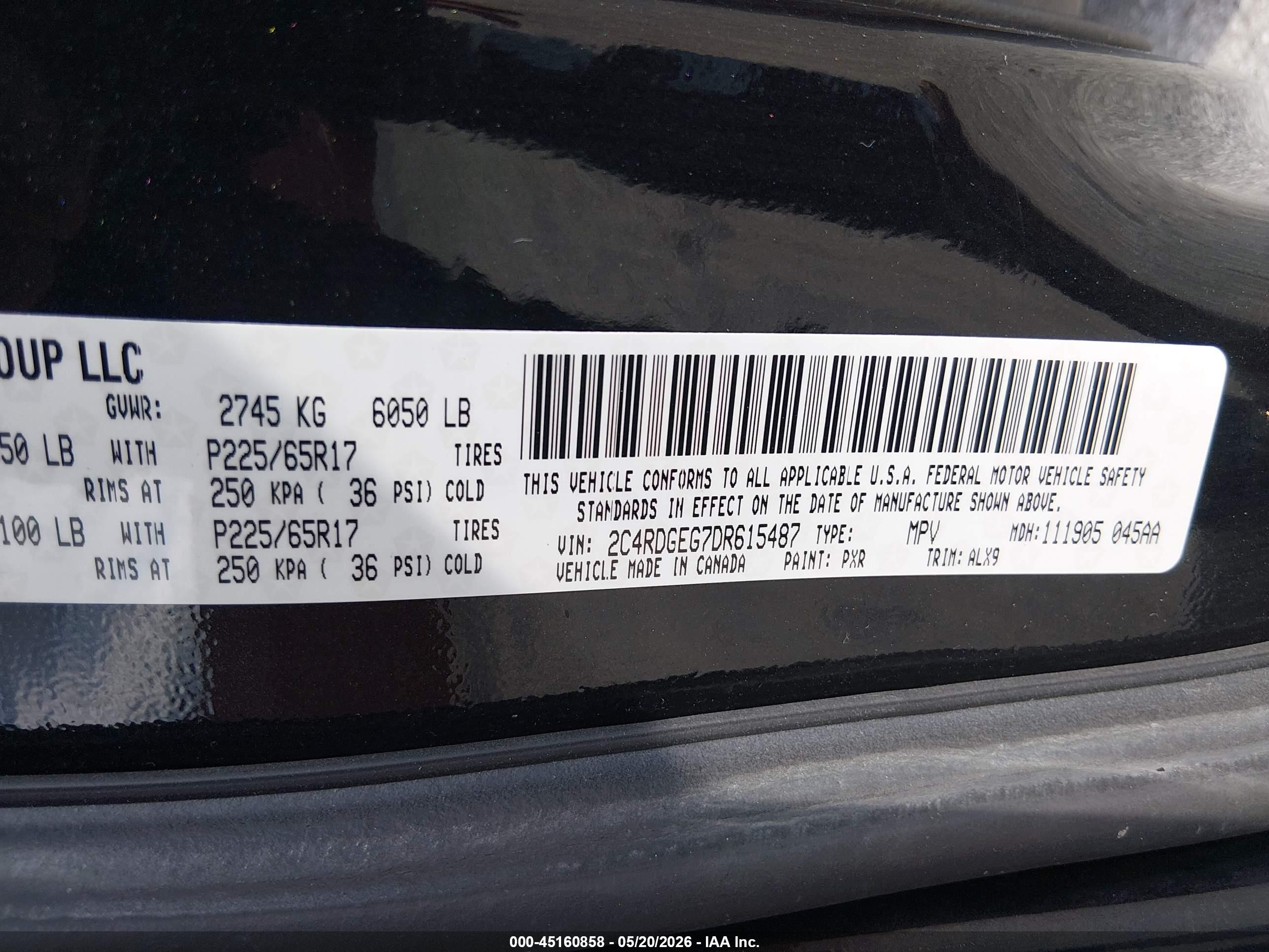 2013 Dodge Grand Caravan R/t Black vin: 2C4RDGEG7DR615487