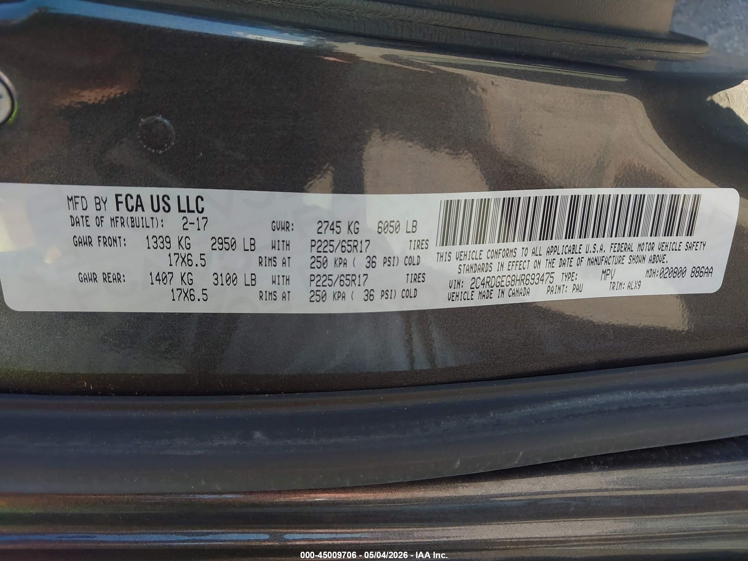 2017 Dodge Grand Caravan Gt Gray vin: 2C4RDGEG8HR693475
