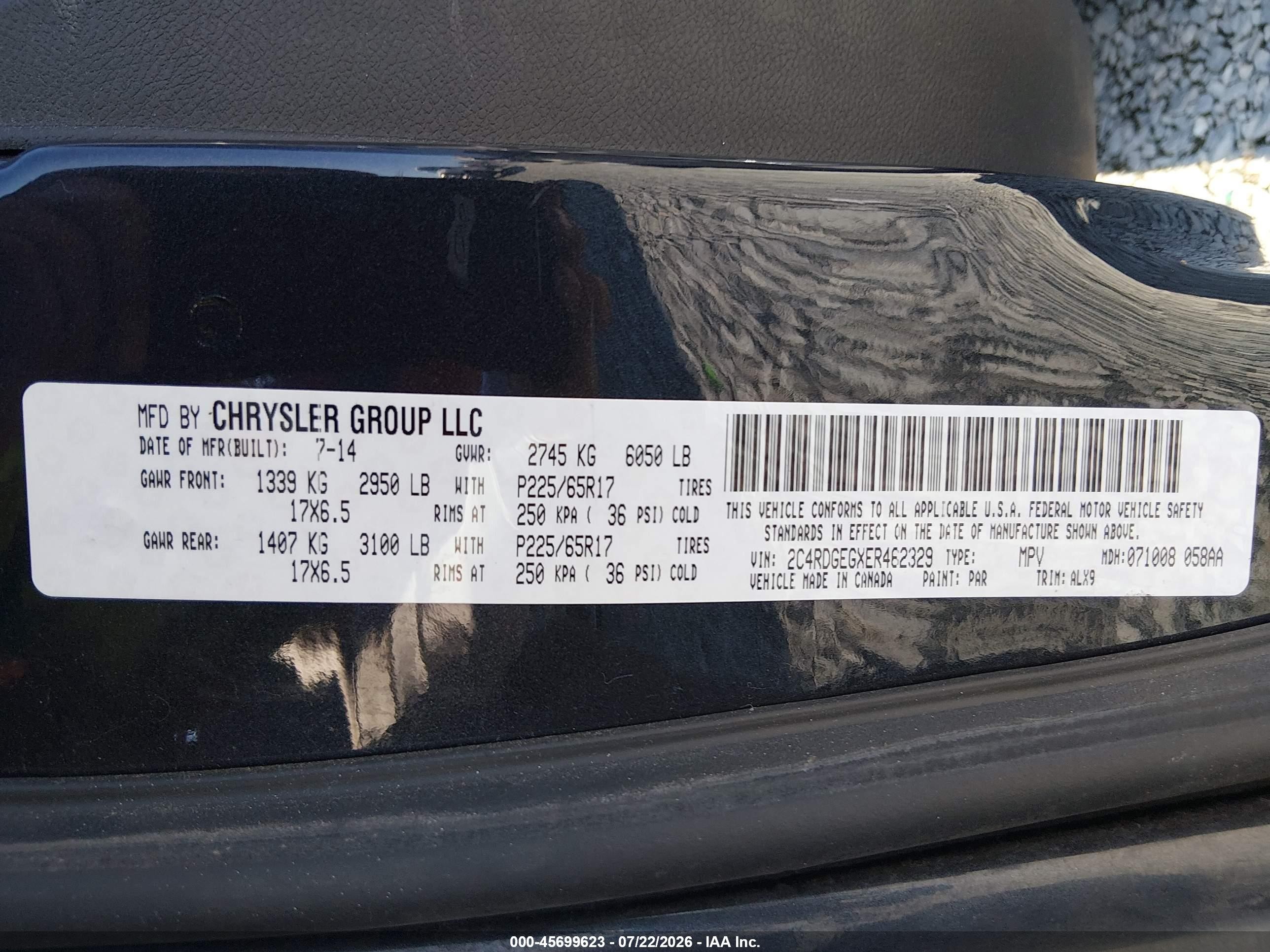 2014 Dodge Grand Caravan R/t Black vin: 2C4RDGEGXER462329