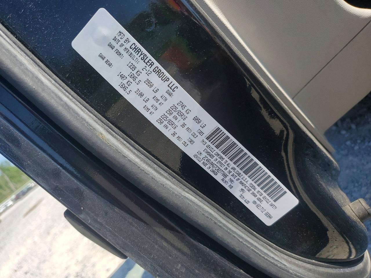 2012 Volkswagen Routan S Black vin: 2C4RVAAG7CR277006