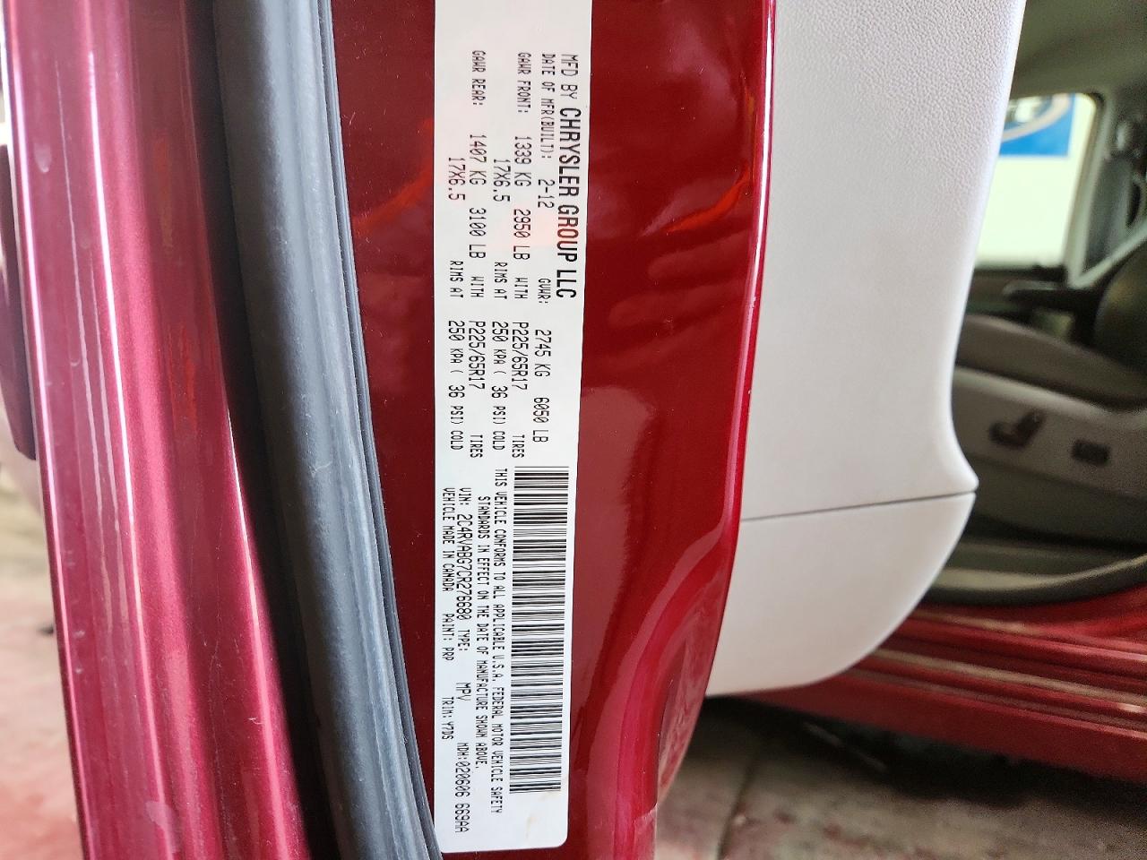 2012 Volkswagen Routan Se Burgundy vin: 2C4RVABG7CR276680