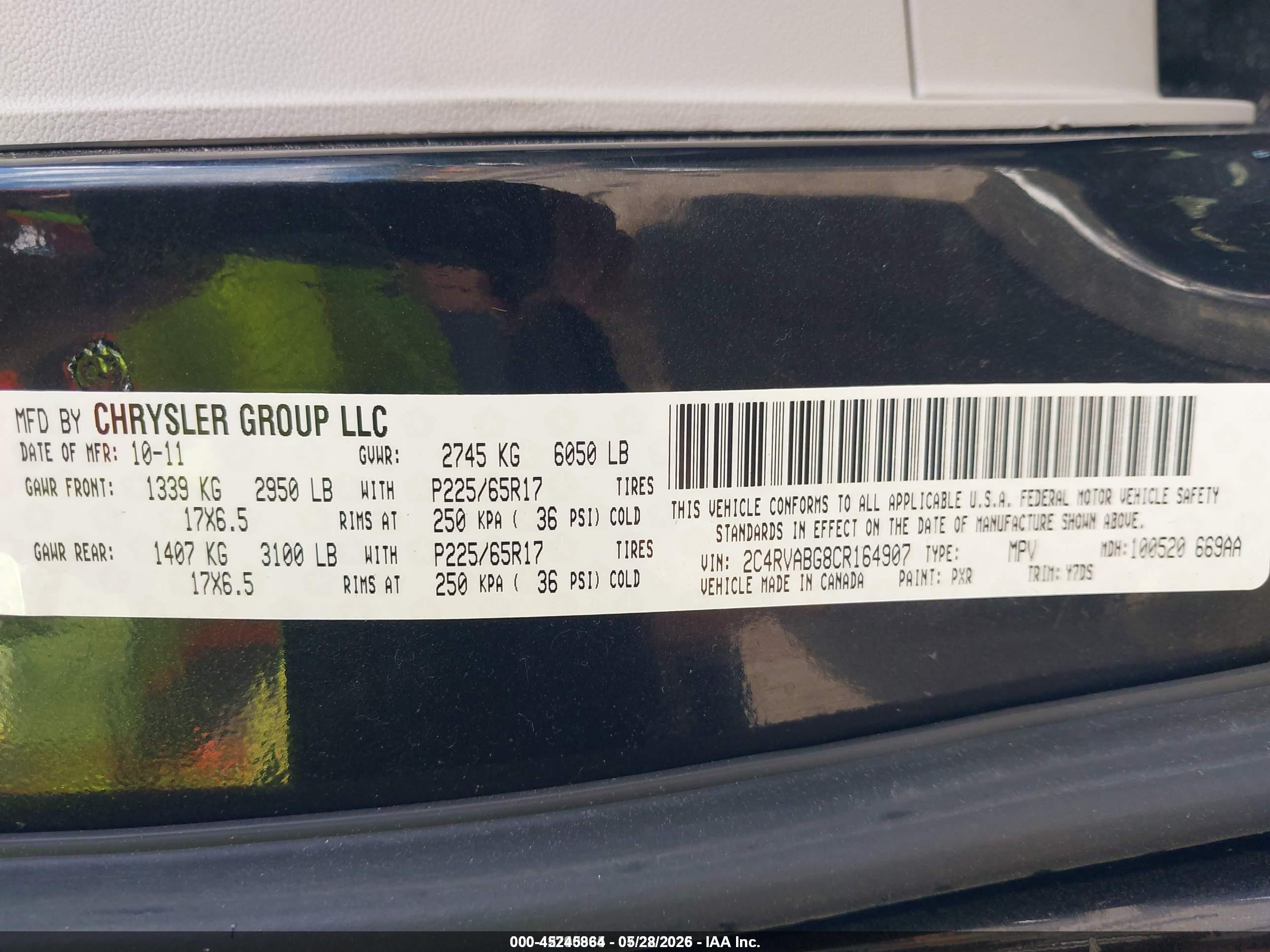2012 Volkswagen Routan Se Black vin: 2C4RVABG8CR164907