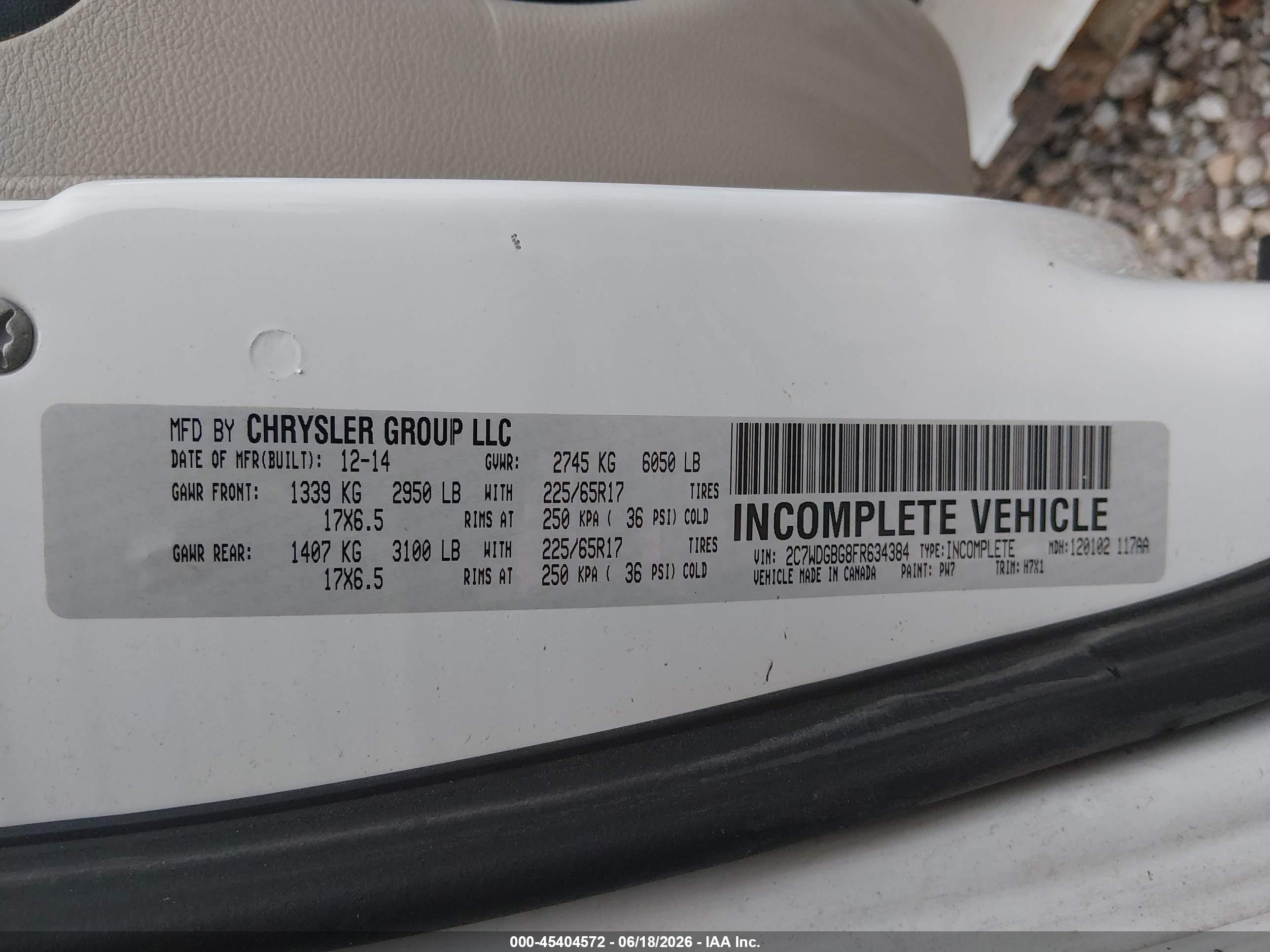 2015 Dodge Grand Caravan Se White vin: 2C7WDGBG8FR634384