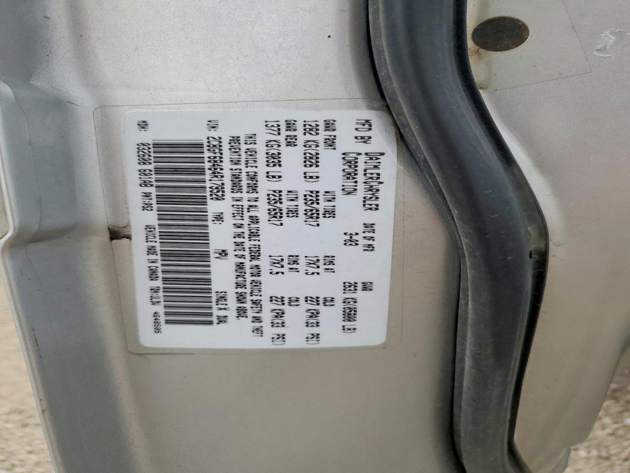 2004 Chrysler Pacifica Gray vin: 2C8GF68464R179520
