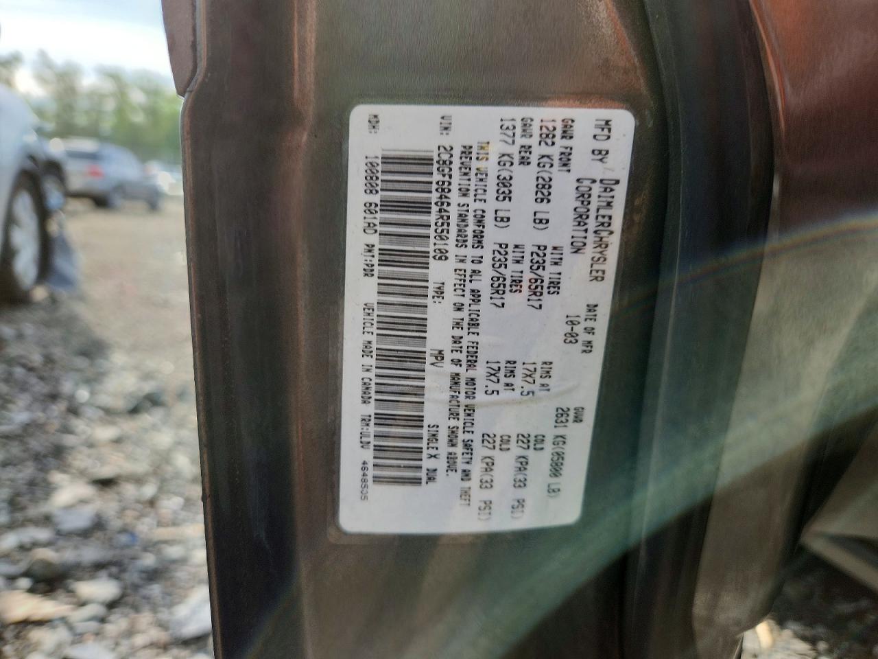 2004 Chrysler Pacifica Gray vin: 2C8GF68464R550109