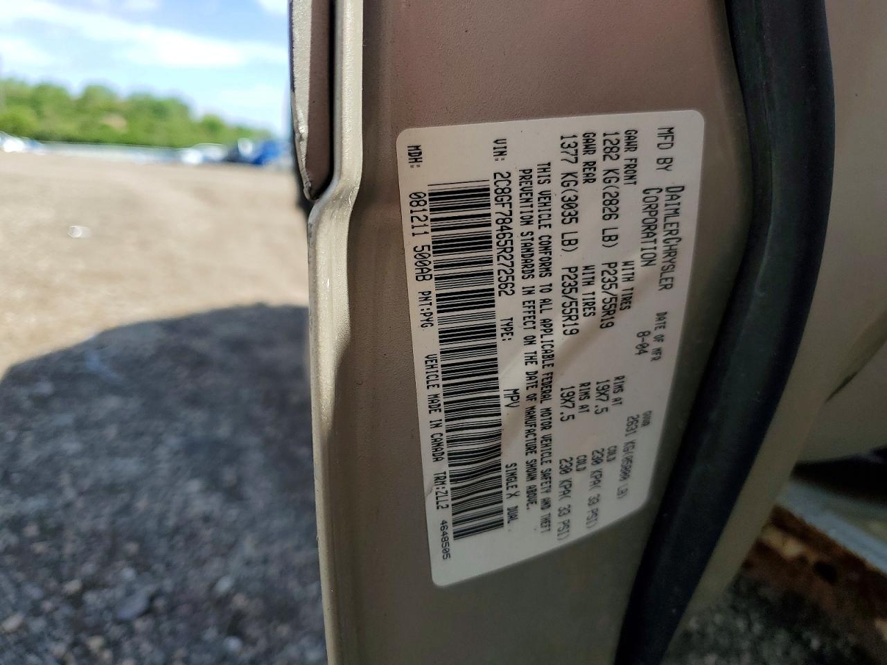 2005 Chrysler Pacifica Limited Gold vin: 2C8GF78465R272562