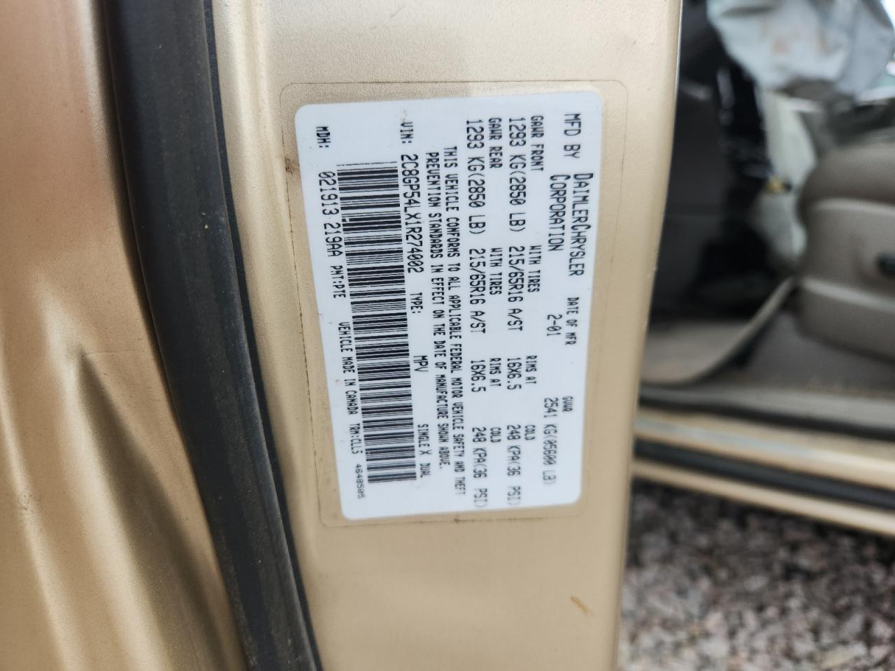 2001 Chrysler Town & Country Lxi Золотой vin: 2C8GP54LX1R274002