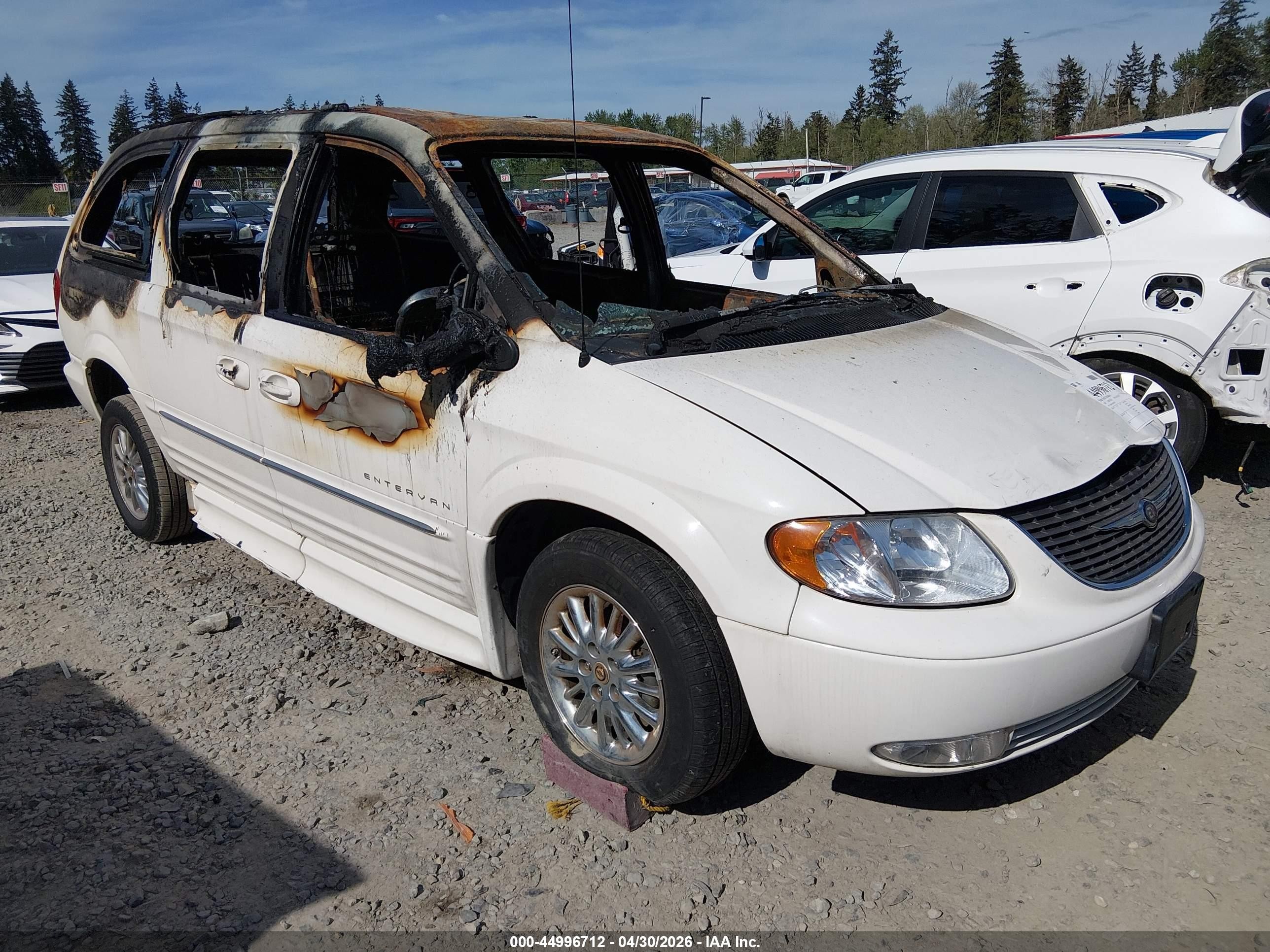 2002 Chrysler Town & Country Limited White vin: 2C8GP64L02R675176