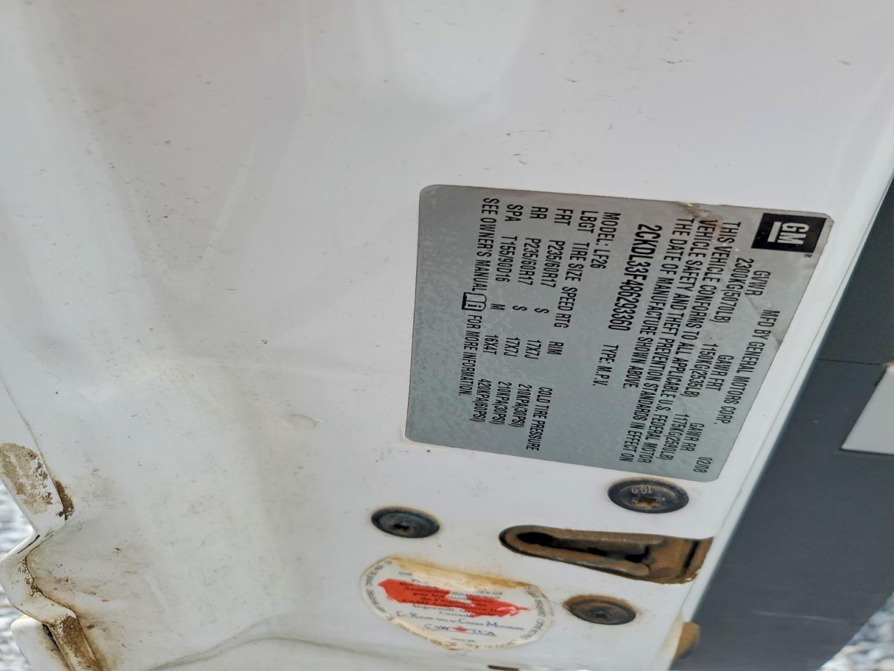 2008 Pontiac Torrent White vin: 2CKDL33F486293360