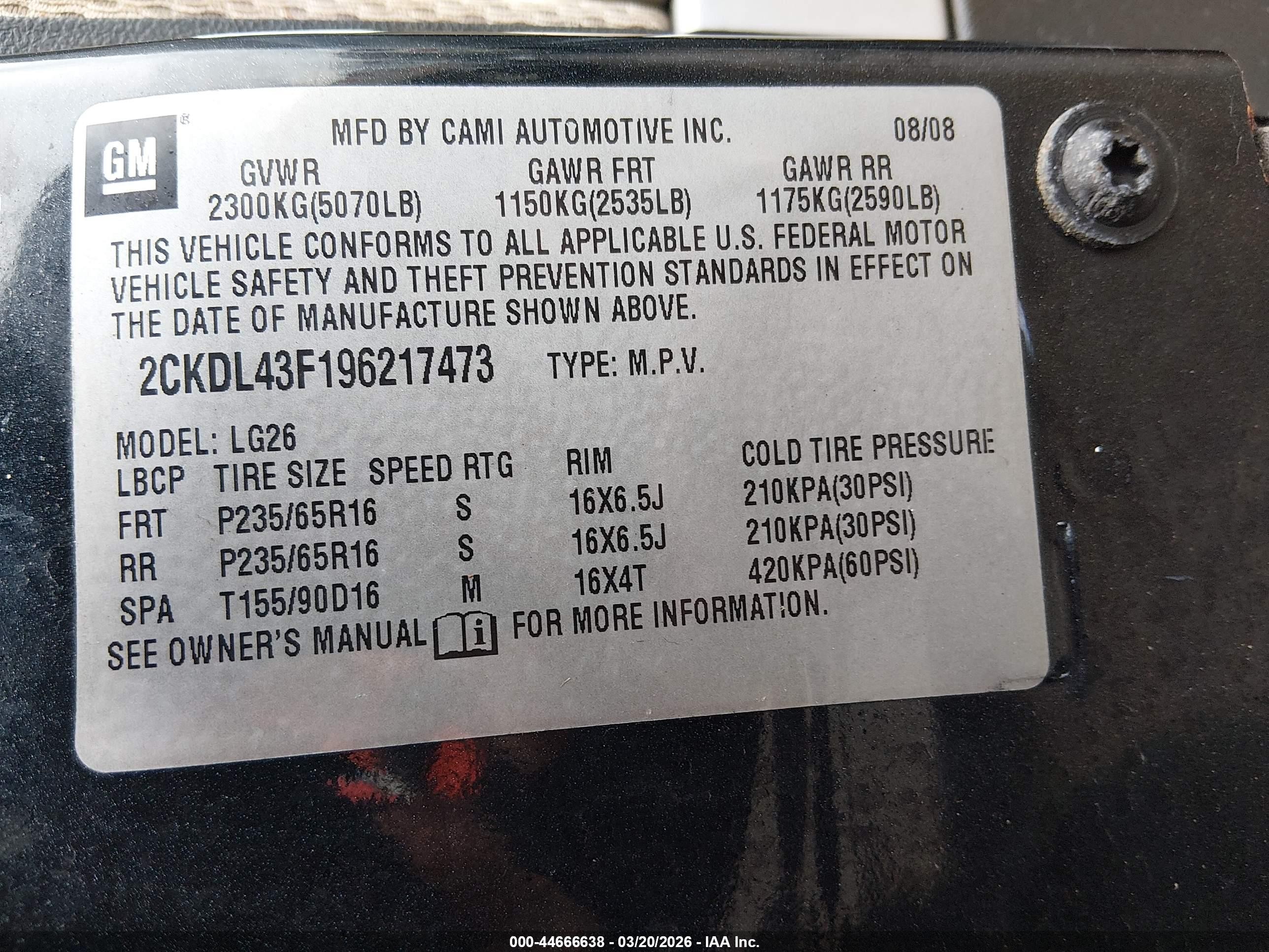 2009 Pontiac Torrent   Black vin: 2CKDL43F196217473