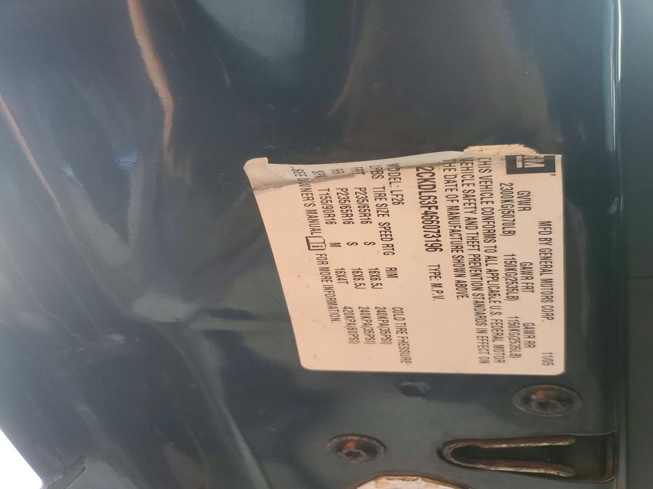 2006 Pontiac Torrent Black vin: 2CKDL63F466073196