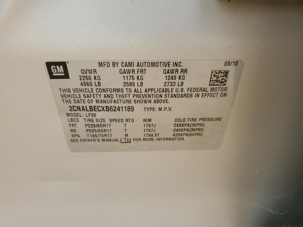 2011 Chevrolet Equinox Ls Желто-коричневый vin: 2CNALBECXB6241189