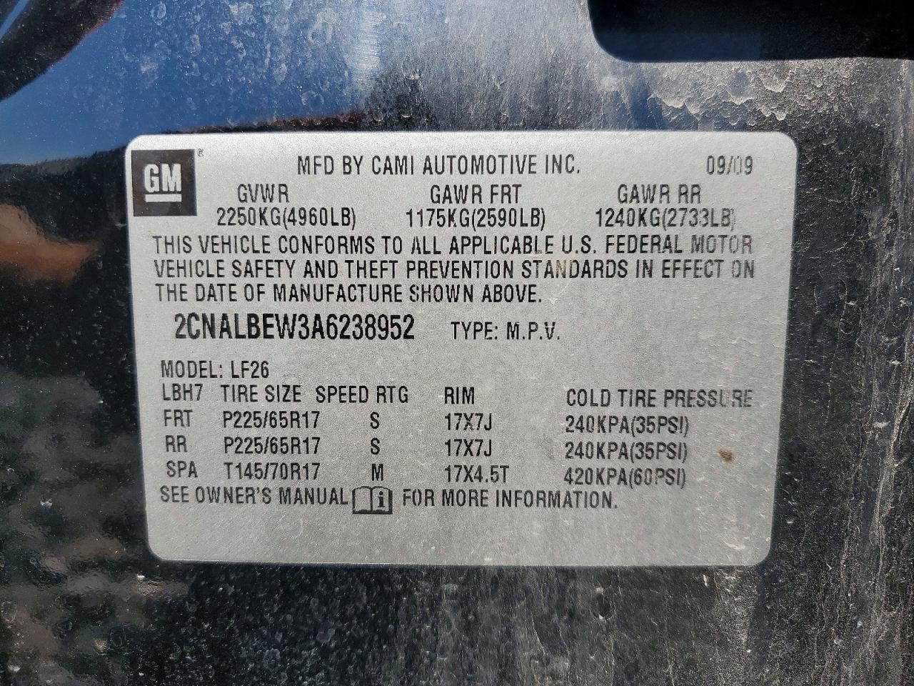 2010 Chevrolet Equinox Ls Black vin: 2CNALBEW3A6238952
