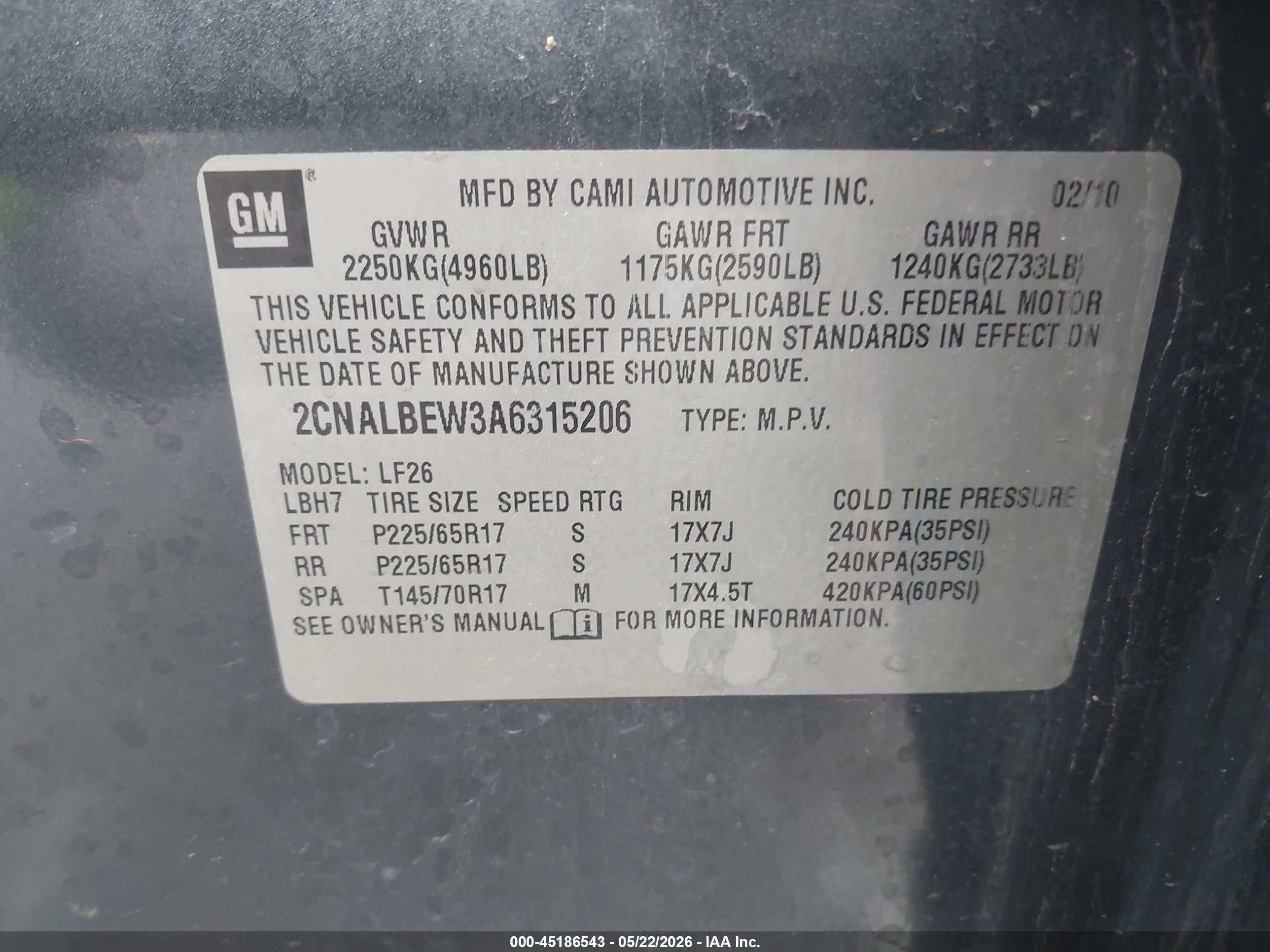 2010 Chevrolet Equinox Ls Gray vin: 2CNALBEW3A6315206