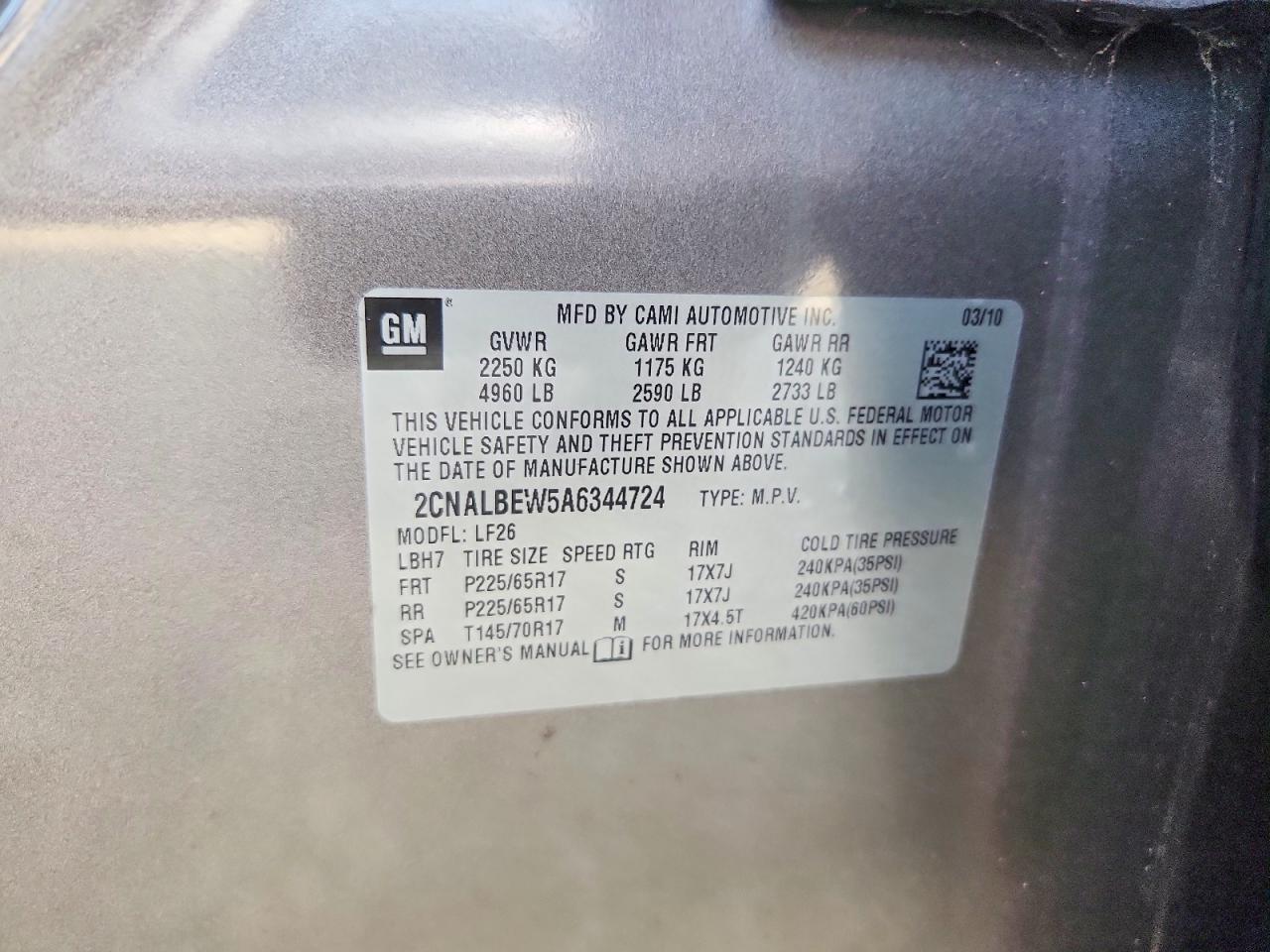 2010 Chevrolet Equinox Ls Gray vin: 2CNALBEW5A6344724