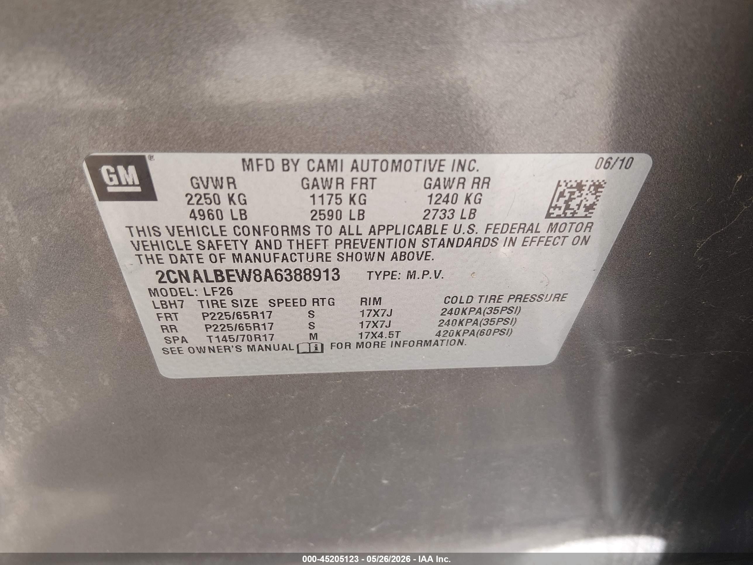 2010 Chevrolet Equinox Ls Gray vin: 2CNALBEW8A6388913