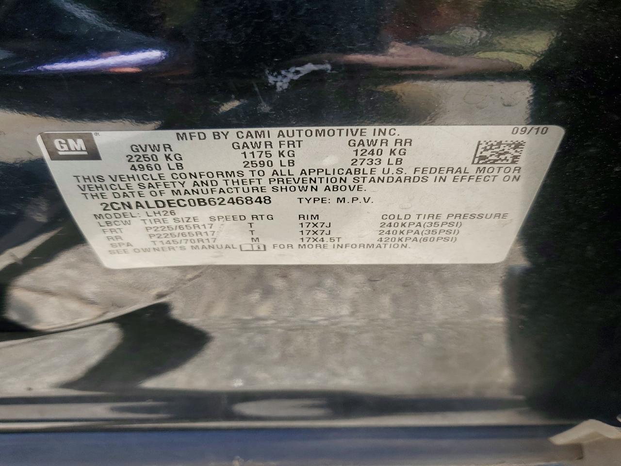 2011 Chevrolet Equinox Lt Black vin: 2CNALDEC0B6246848