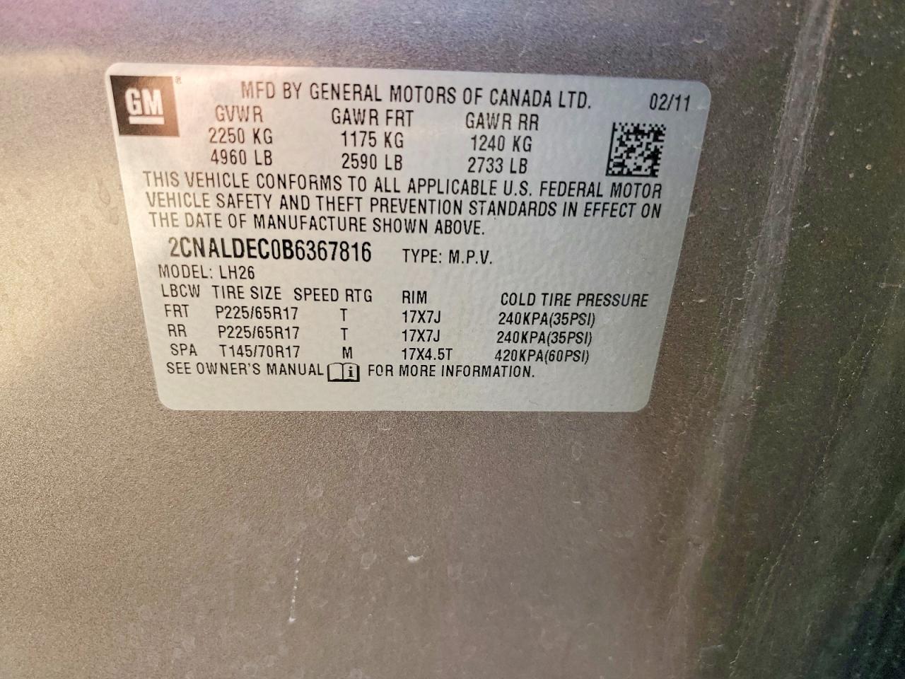2011 Chevrolet Equinox Lt Серый vin: 2CNALDEC0B6367816