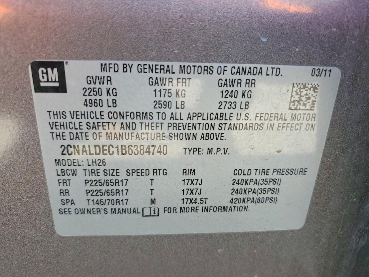2011 Chevrolet Equinox Brown vin: 2CNALDEC1B6384740