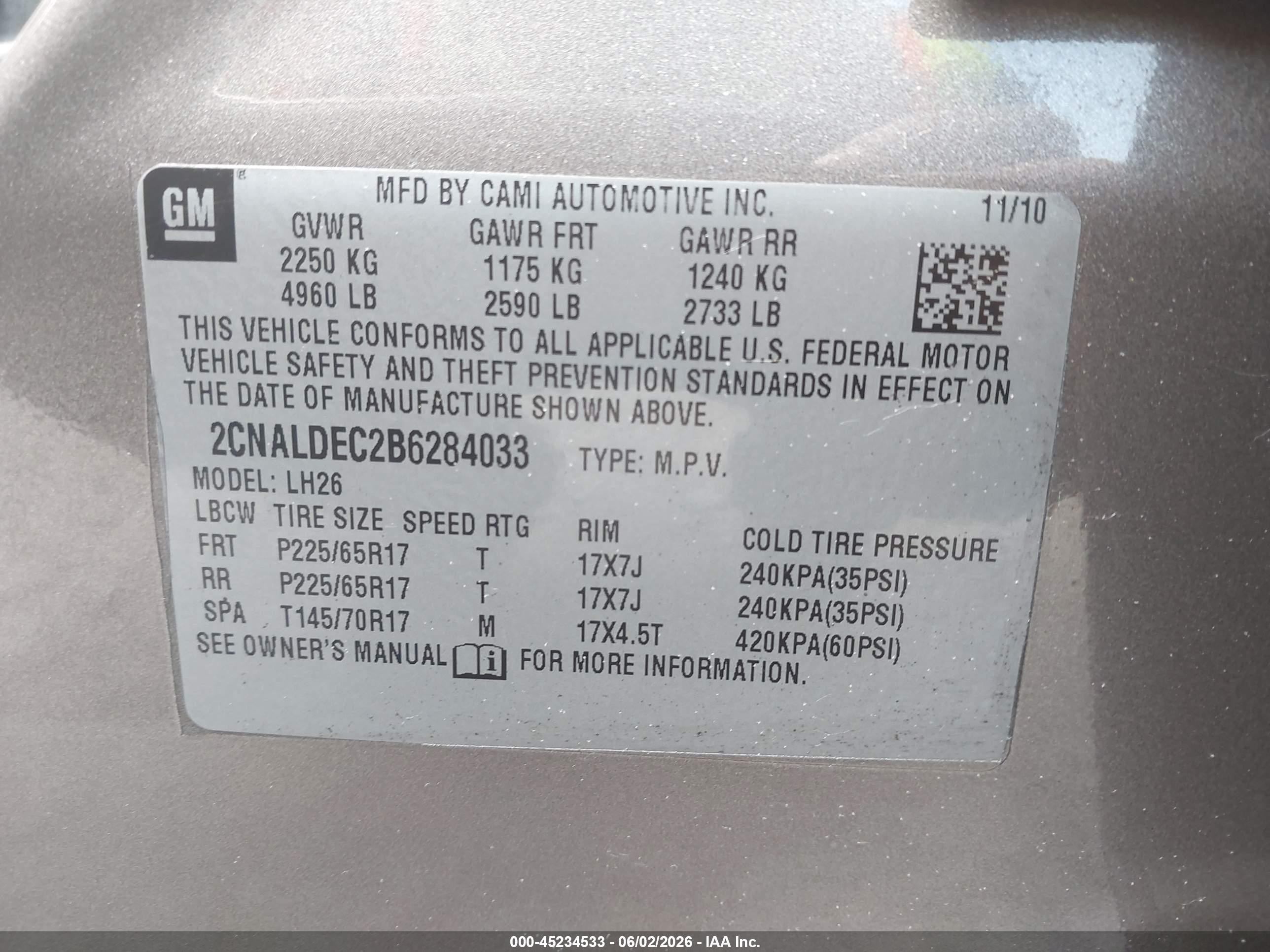 2011 Chevrolet Equinox 1lt Коричневый vin: 2CNALDEC2B6284033
