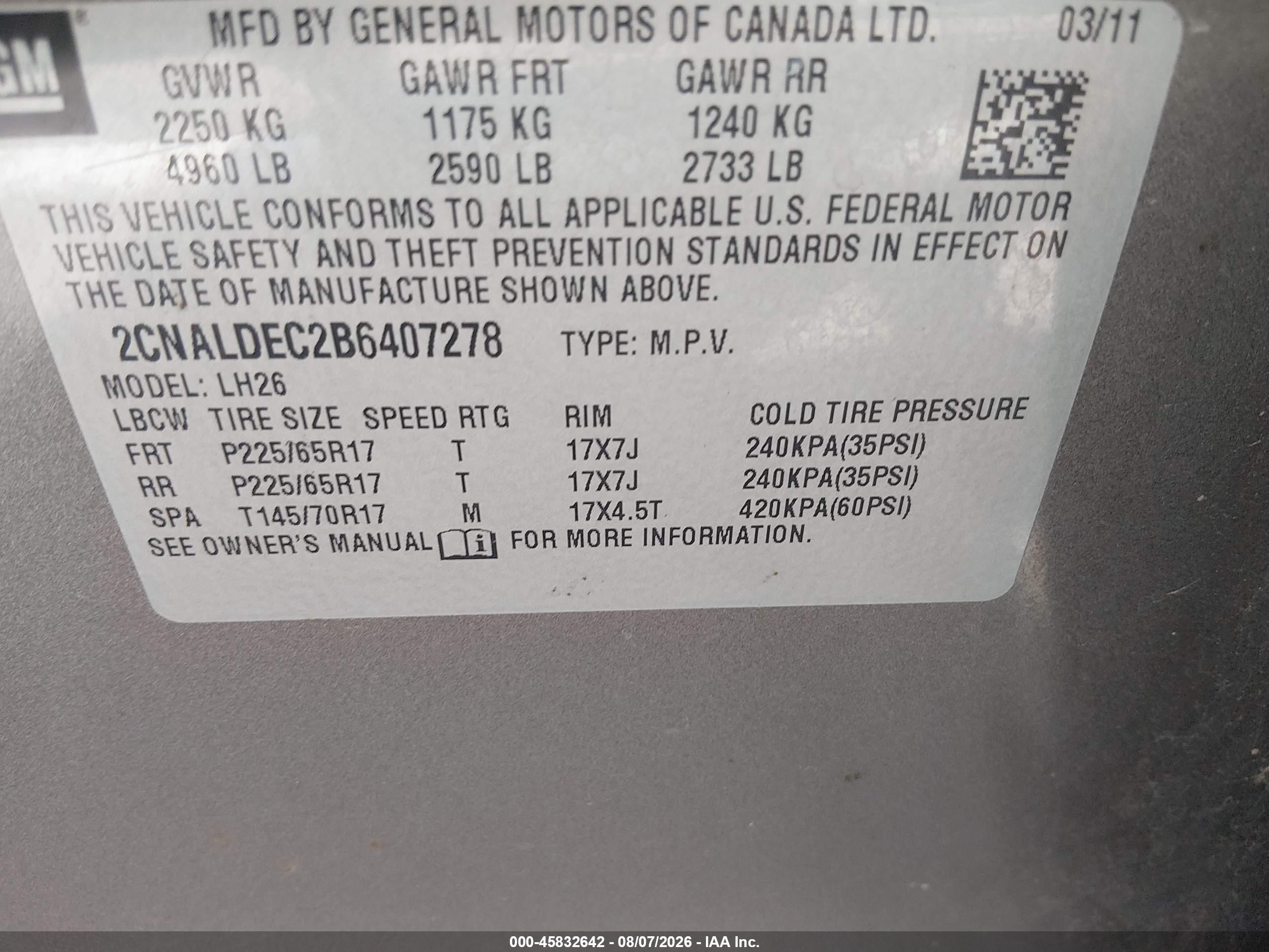2011 Chevrolet Equinox Lt W/1lt Gray vin: 2CNALDEC2B6407278