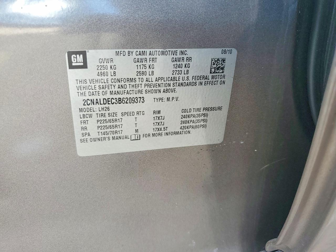2011 Chevrolet Equinox Lt Gray vin: 2CNALDEC3B6209373